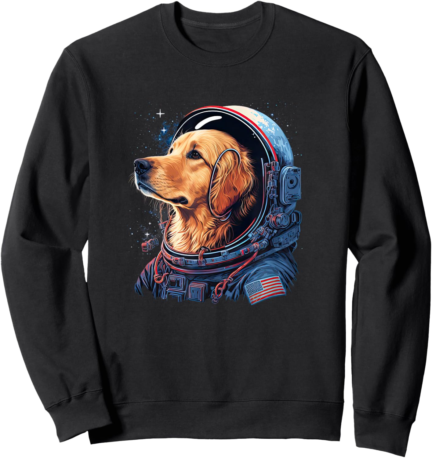 Funny Golden Retriever Astronaut in the space Sweatshirt - Sweatshirt | Black