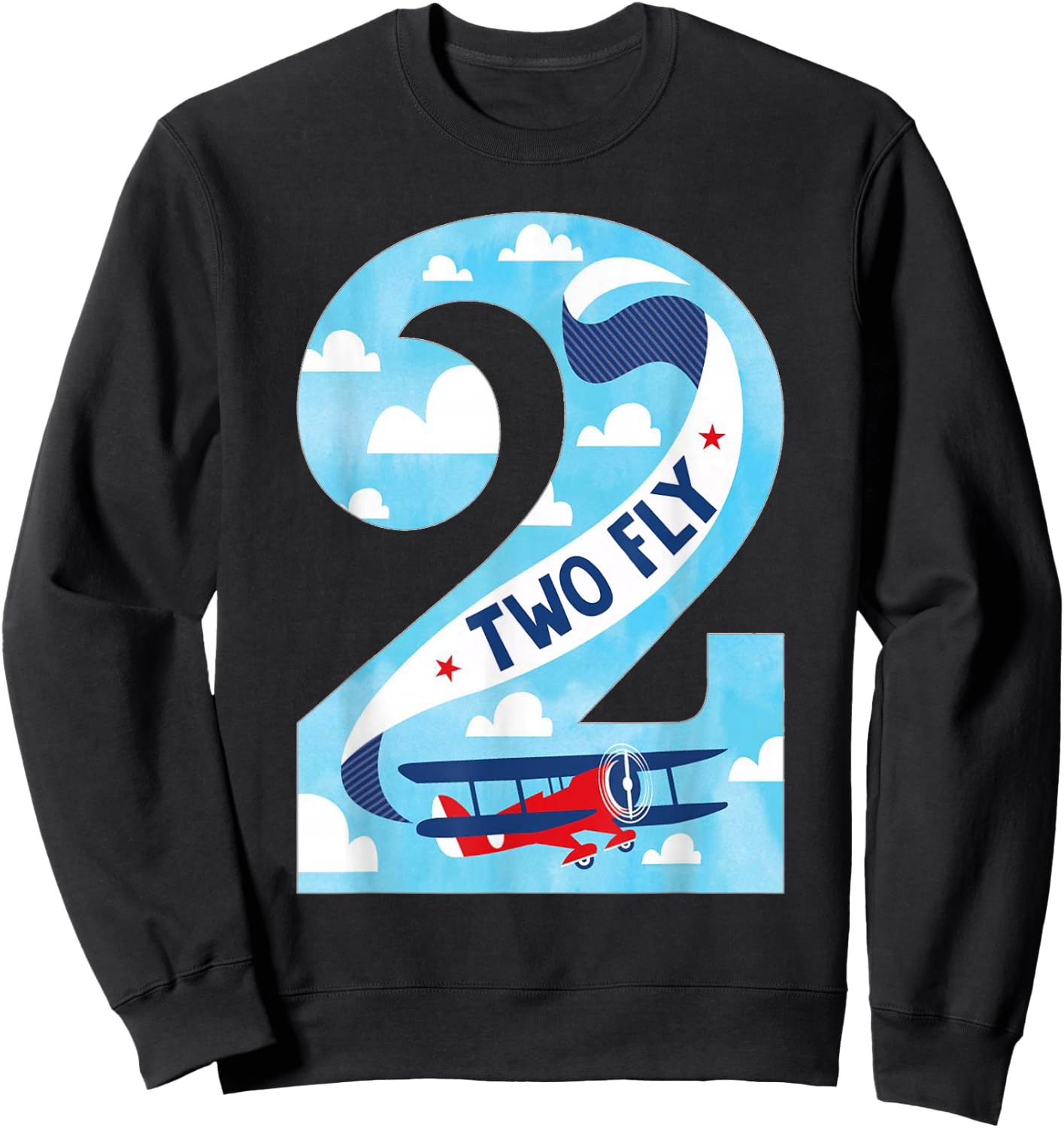 Two Fly 2 Years Old Birthday 2nd Bday Birthday Boy Airplane Sweatshirt - Sweatshirt | Black