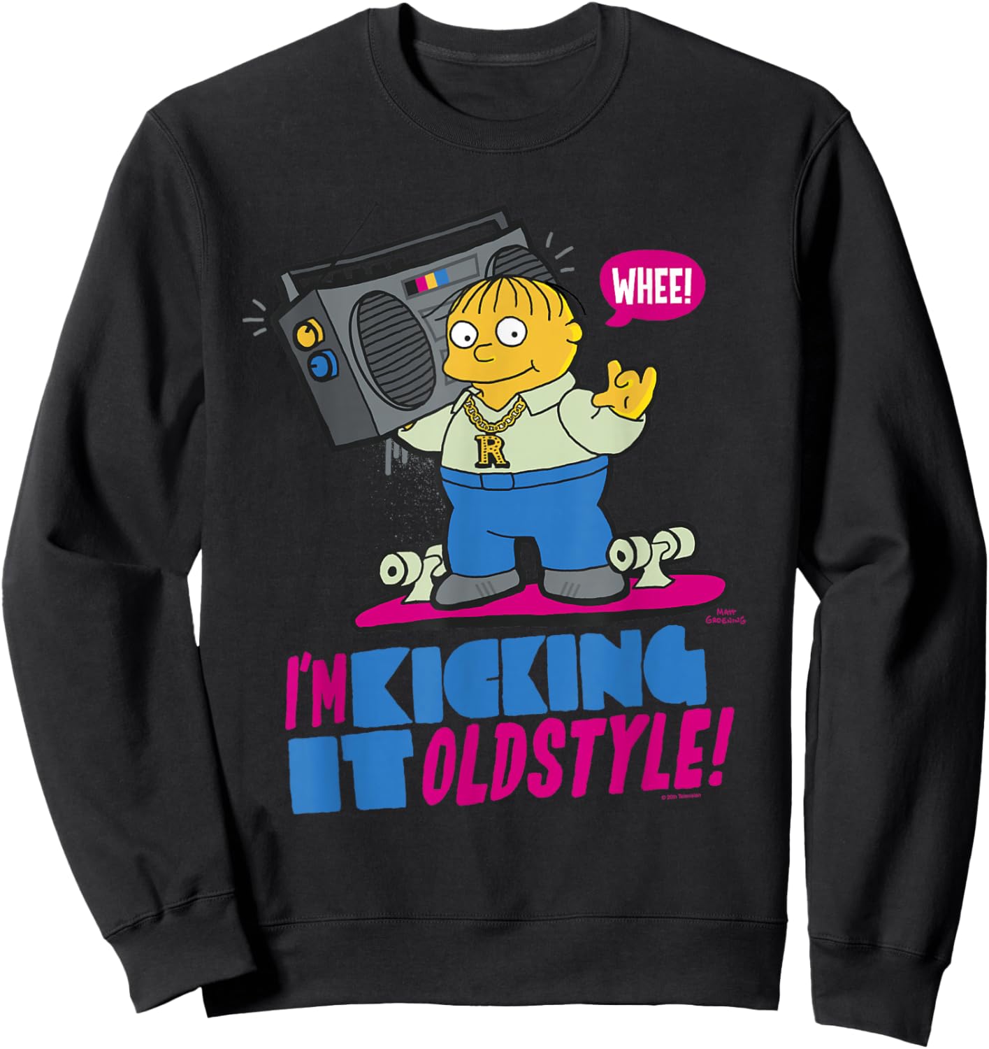 The Simpsons Ralph Wiggum I'm Kicking it Old Style Sweatshirt - Sweatshirt | Black