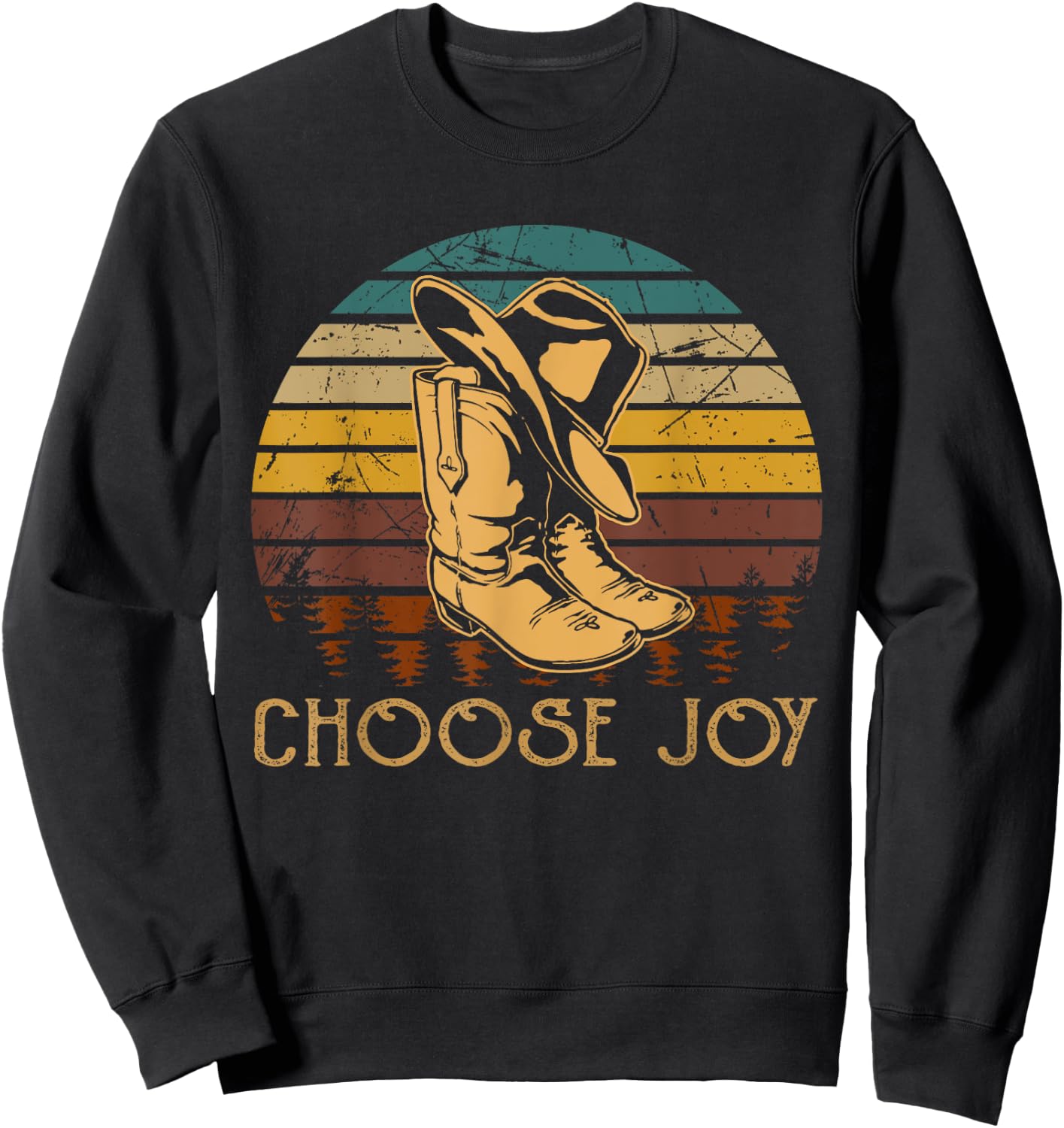 Chooses Joy Boot with Hat Cowboy Sweatshirt - Sweatshirt | Black