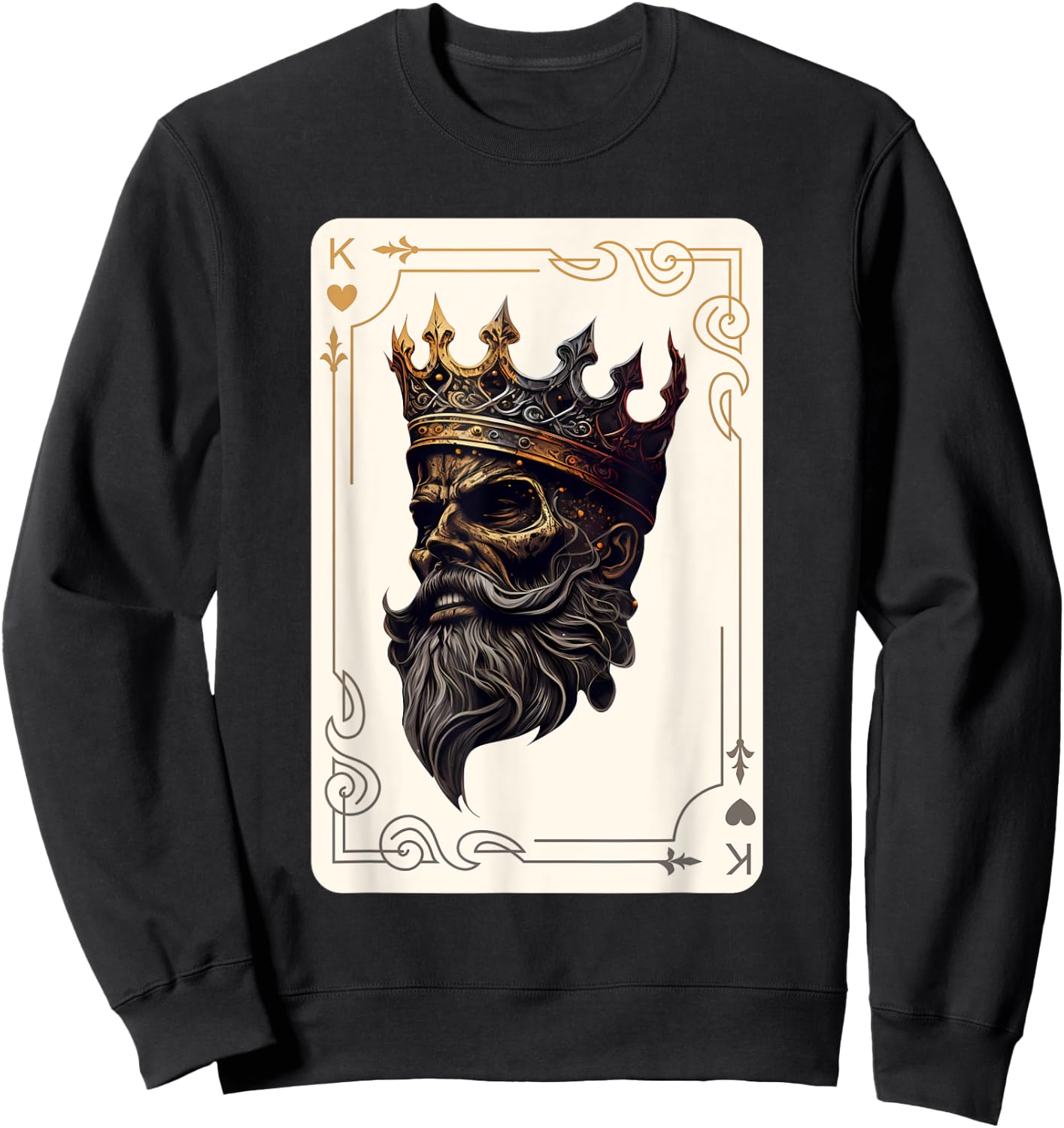 King of Hearts Creepy Card Game Poker Gothic Halloween Sweatshirt - Sweatshirt | Black