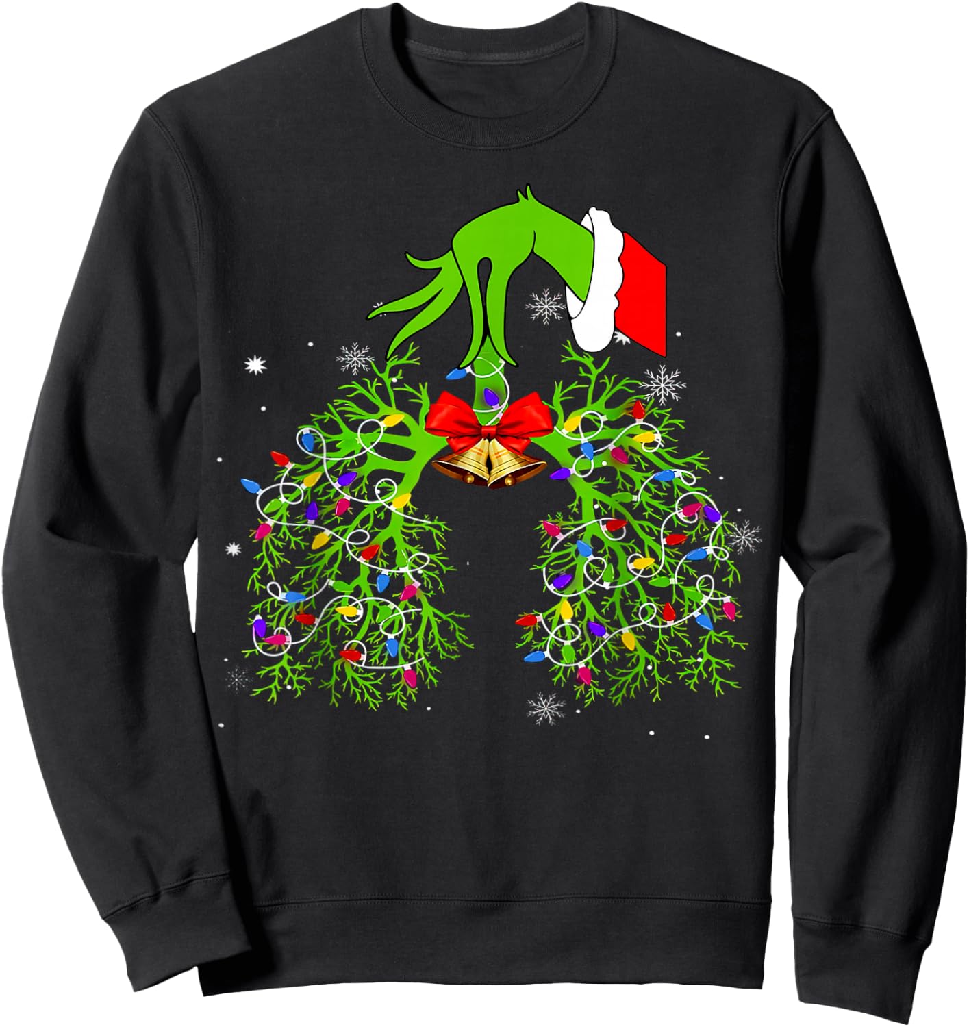 Christmas Nurse, Respiratory Therapist, Lung Xmas Lights Sweatshirt - Sweatshirt | Black
