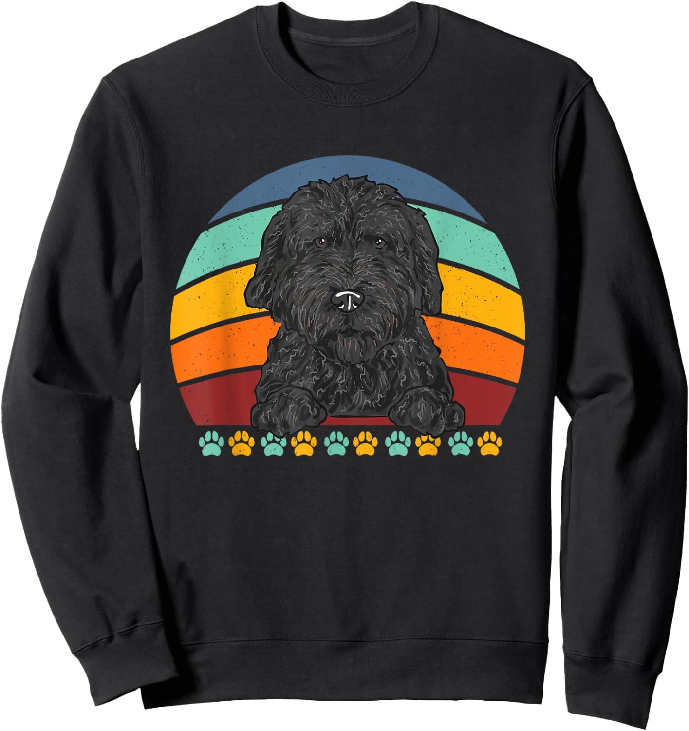 Black Goldendoodle Retro Vintage Dood Doodle Dog Sweatshirt - Sweatshirt | Black