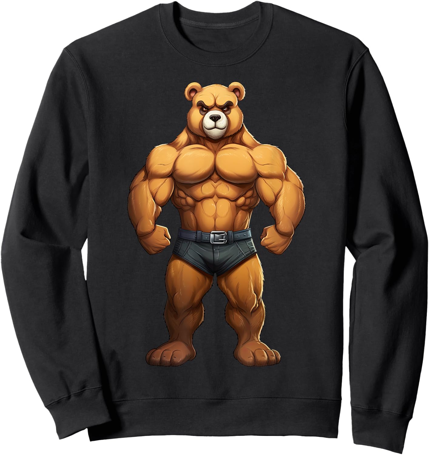 Teddy Bear Bodybuilder Muscular Body Gym Fitness Sweatshirt - Sweatshirt | Black