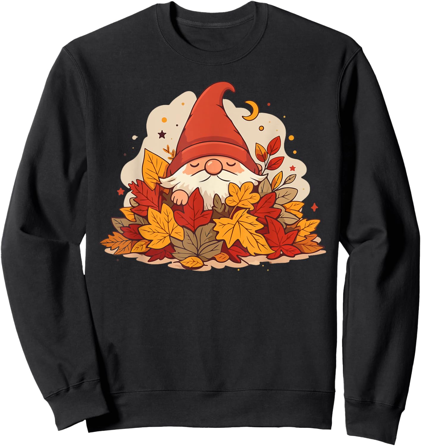 Fall Gnome in pile of leaves Sweatshirt - Sweatshirt | Black