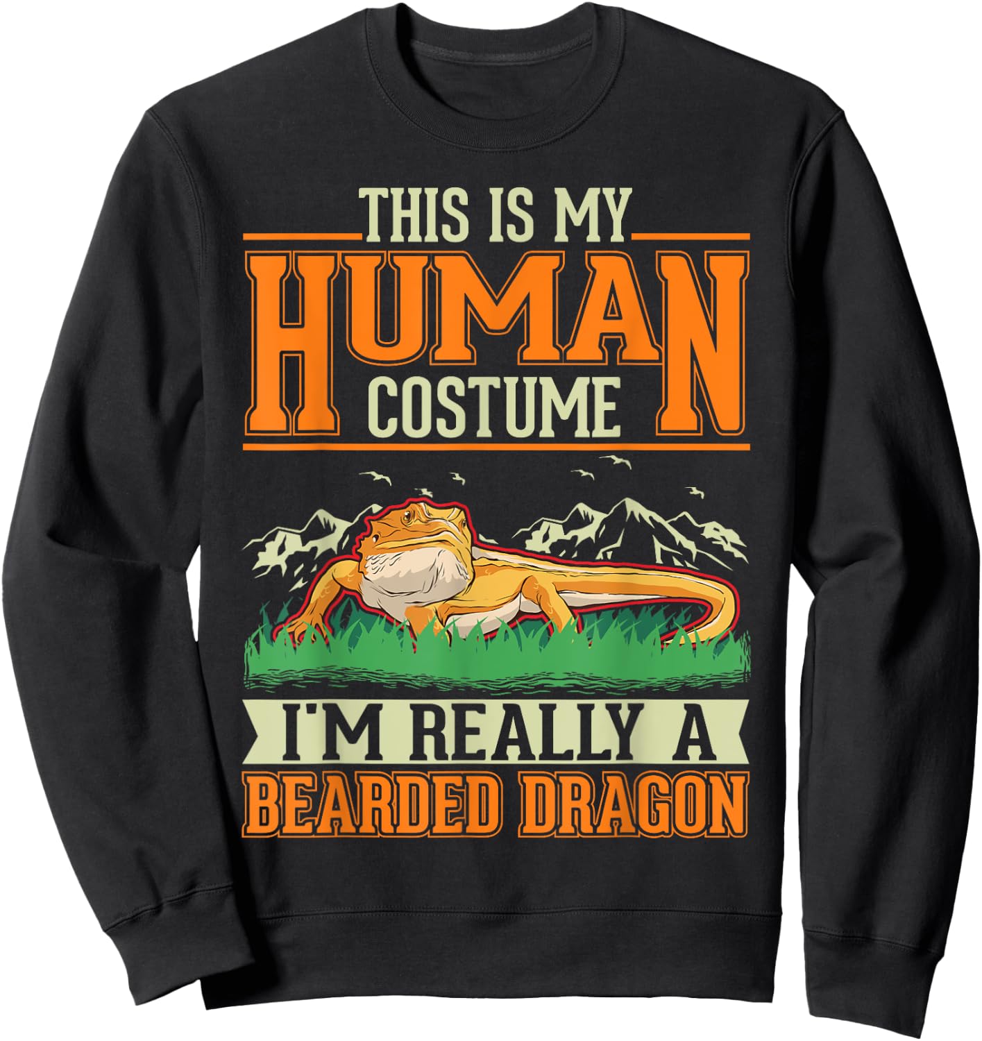 Bearded Dragon Human Costume Halloween Bearded Dragon Sweatshirt - Sweatshirt | Black