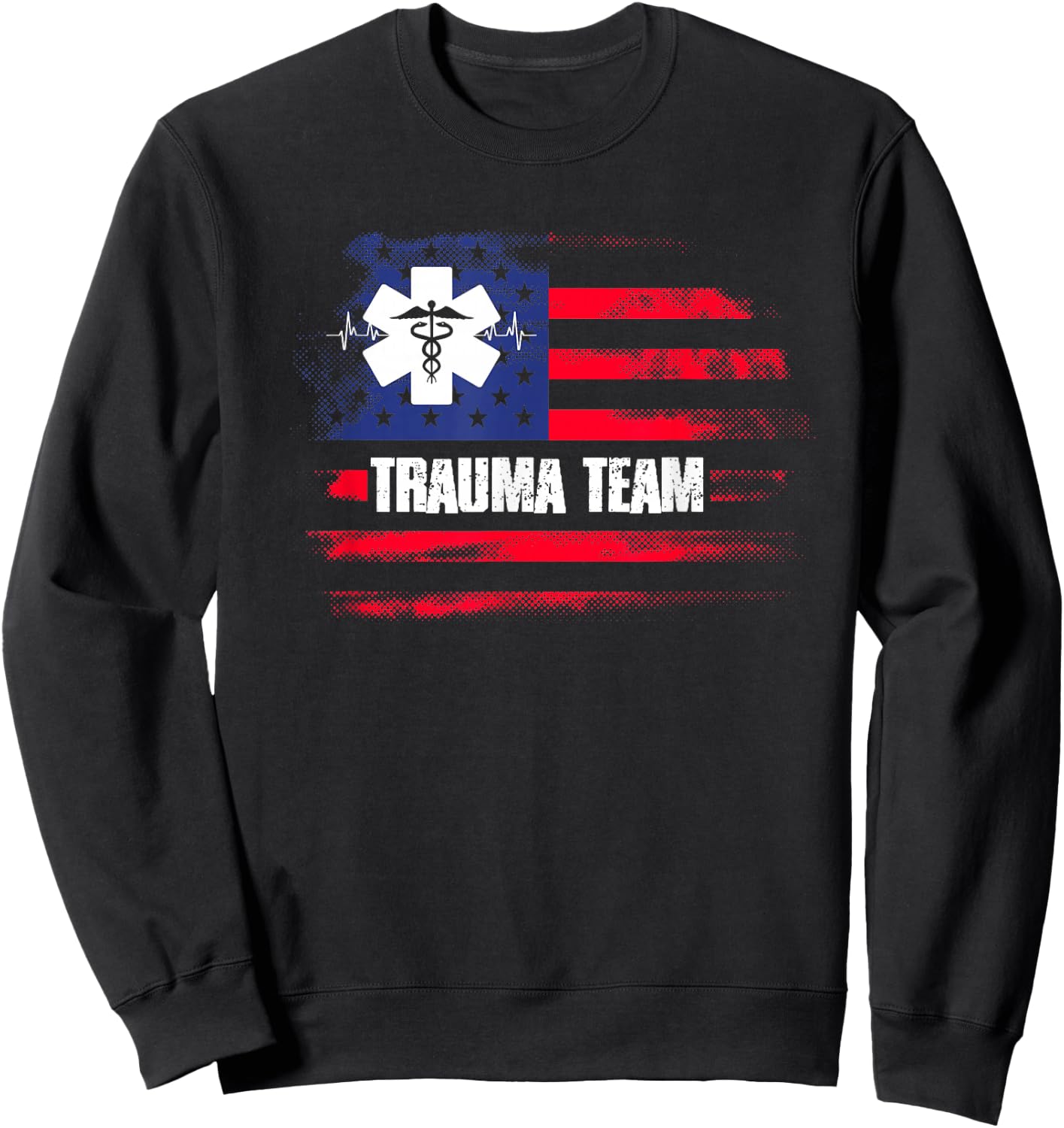 Trauma Team US Flag | Emergency Nurse | Traumatology Sweatshirt - Sweatshirt | Black