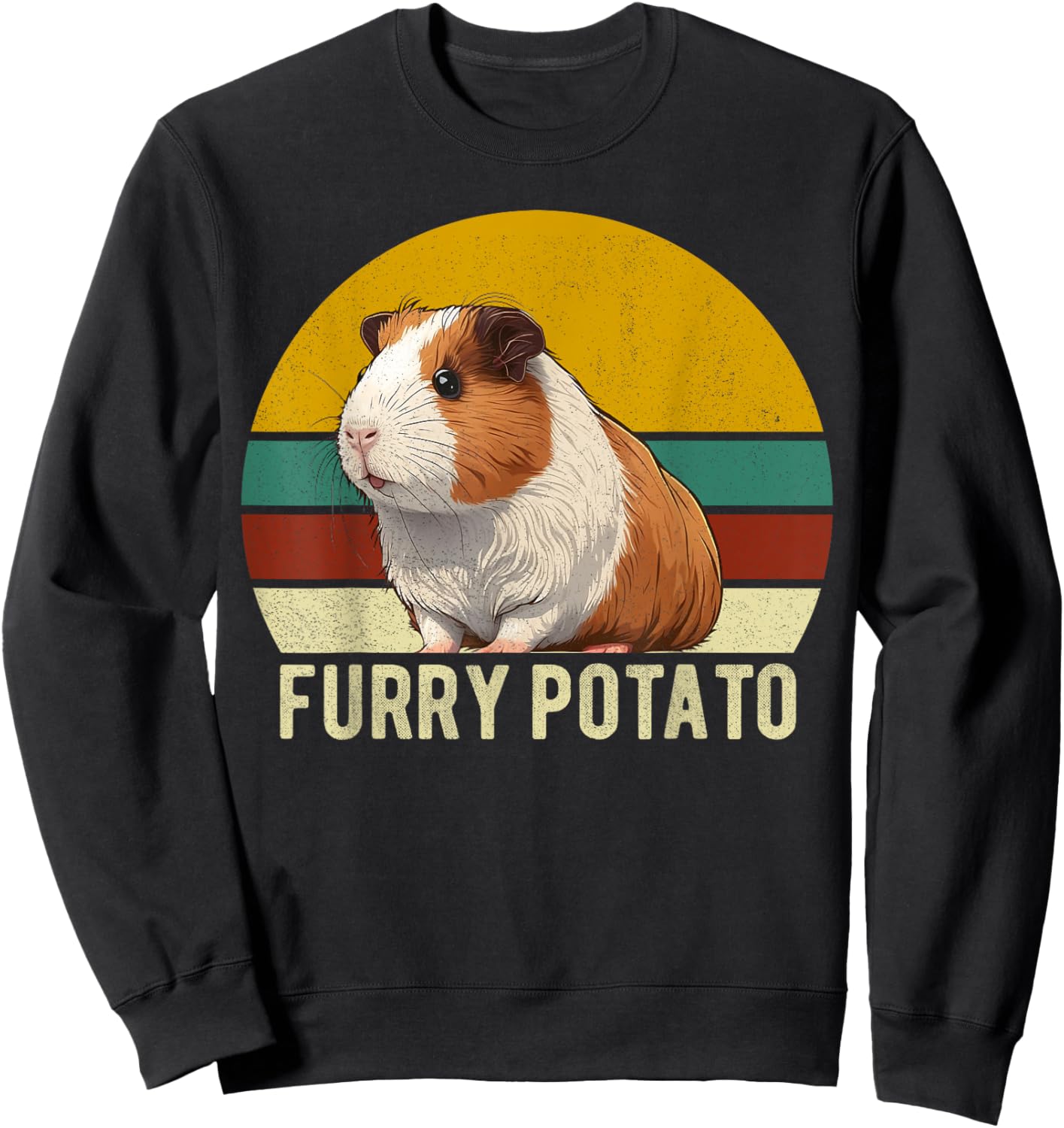 Guinea Pig Shirt Furry Potato Vintage Guinea Pig Funny Sweatshirt - Sweatshirt | Black