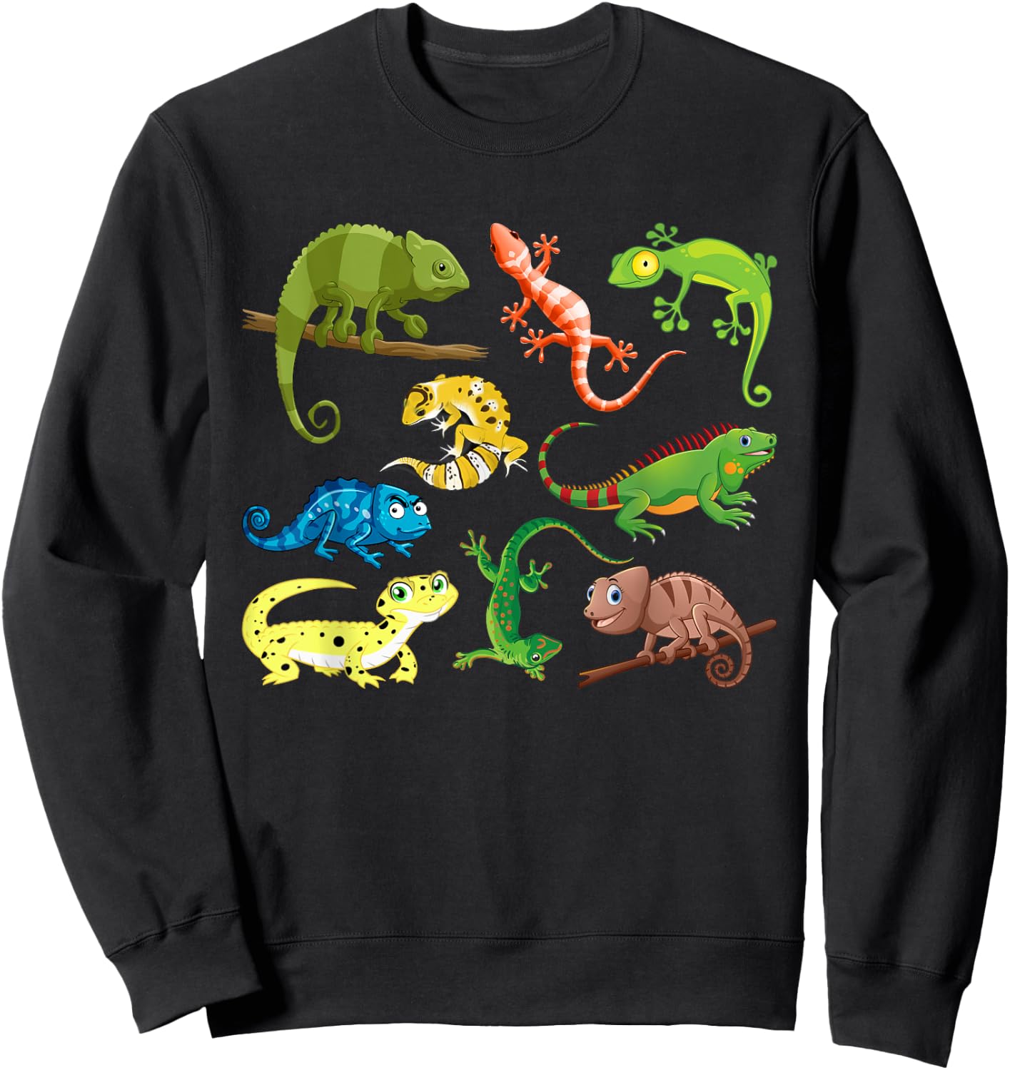 Lizards Collage Reptile Types Of Lizards Cool Lizards Lover Sweatshirt - Sweatshirt | Black