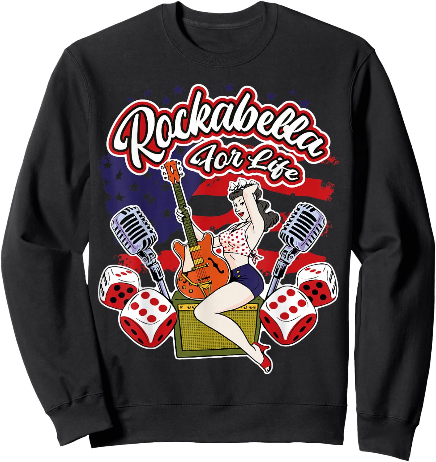 Old School Hipster 1950s Pinup Rocknroll Rockabilly Sweatshirt - Sweatshirt | Black