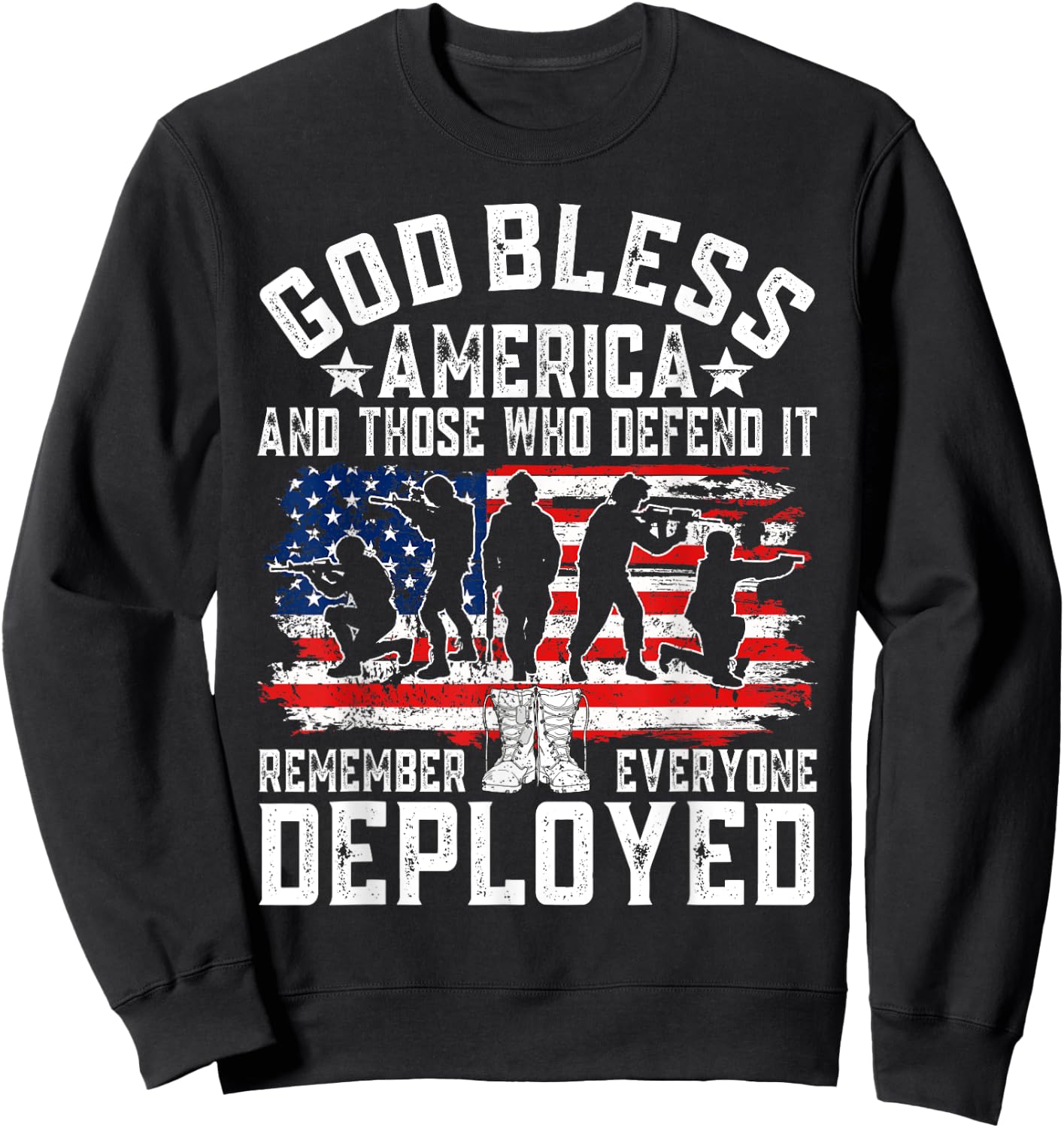 RED Friday Remember Everyone Deployed God Bless R.E.D. Sweatshirt - Sweatshirt | Black