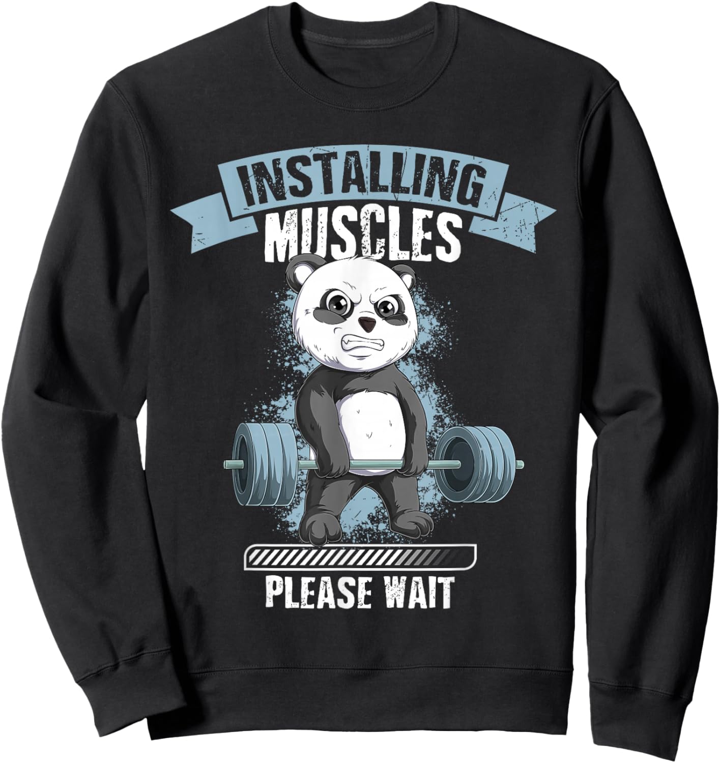 Muscle Building Fitness Panda Weightlifting Barbell Training Sweatshirt - Sweatshirt | Black