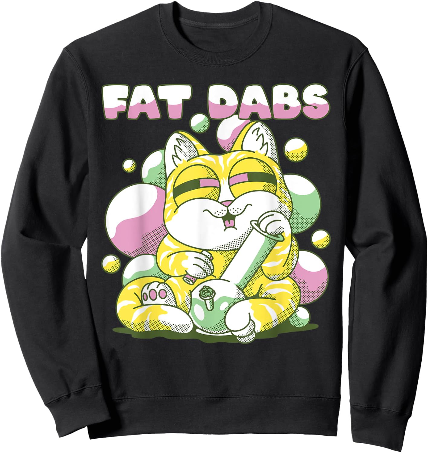Fat Dabs Cannabis Cat Bong Fat Weight Fitness Sweatshirt - Sweatshirt | Black