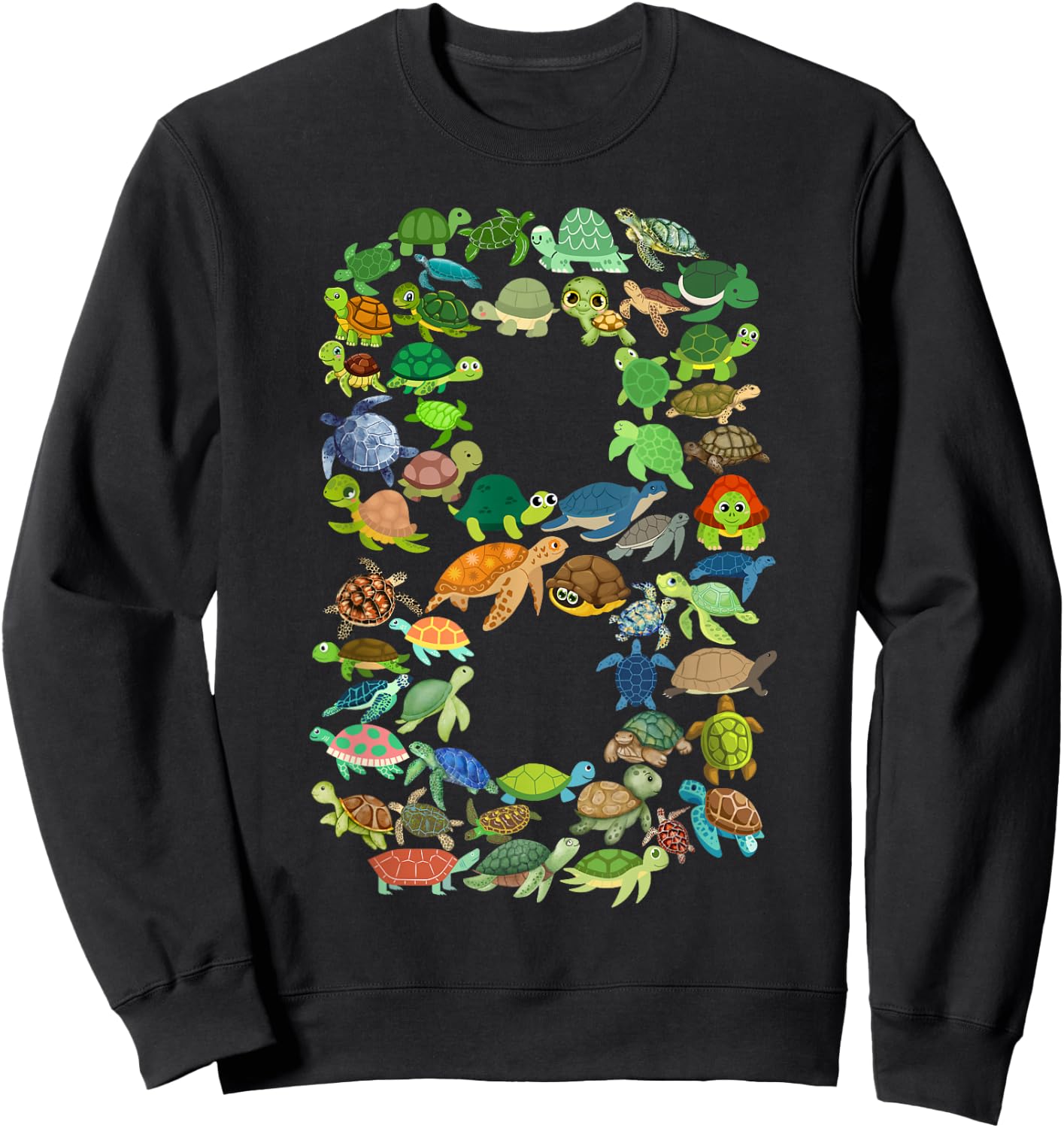Kids 8th Birthday Sea Turtle Tortoise Themed 8 Year Old Boys Sweatshirt - Sweatshirt | Black