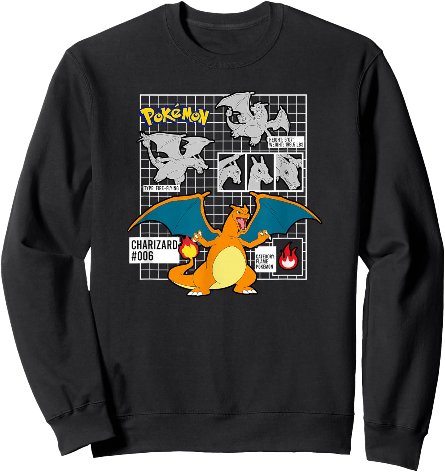 Pokémon Charizard 006 Schematic Poster Sweatshirt - Sweatshirt | Black