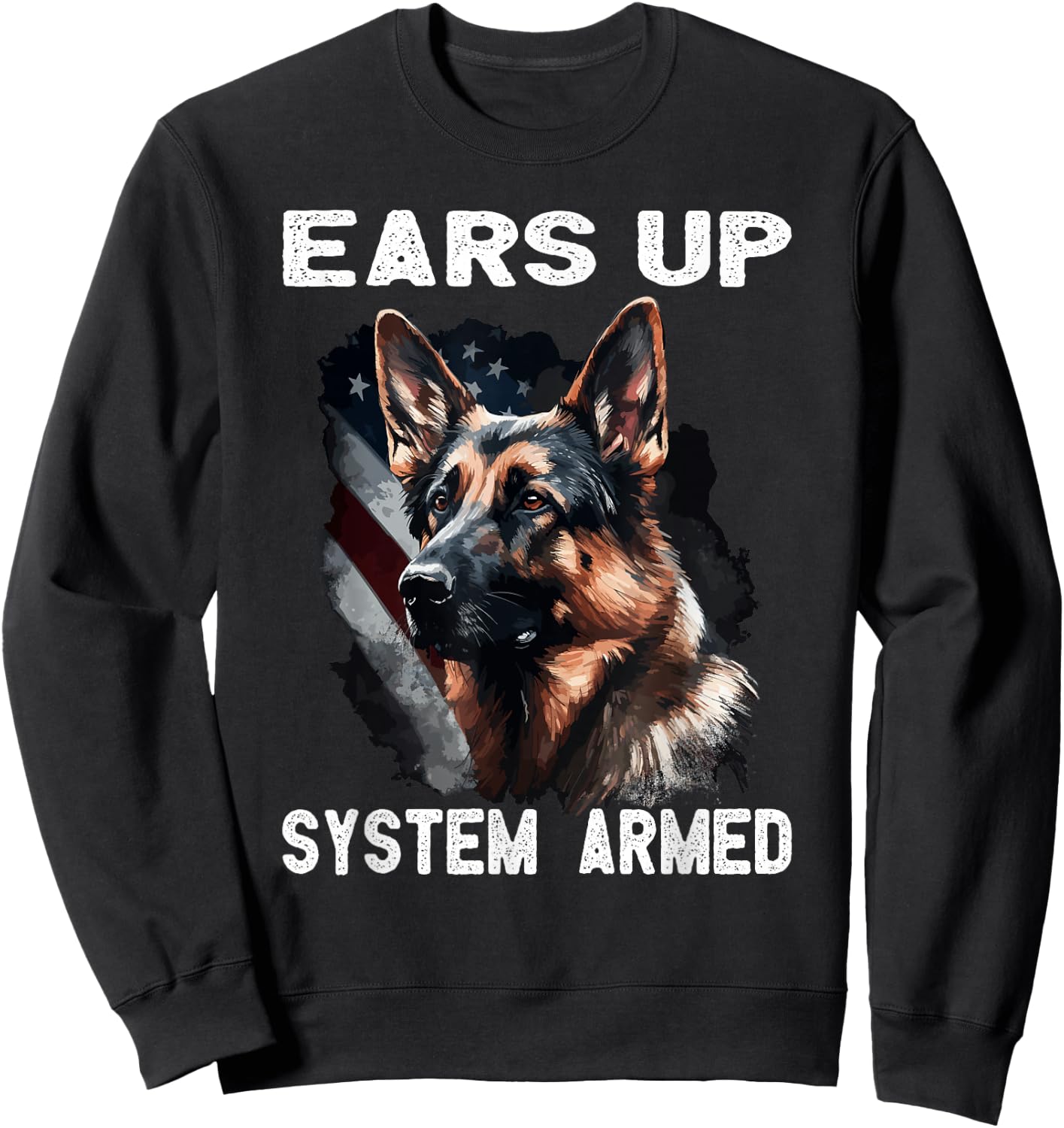 USA Flag with German Shepherd Sweatshirt - Sweatshirt | Black