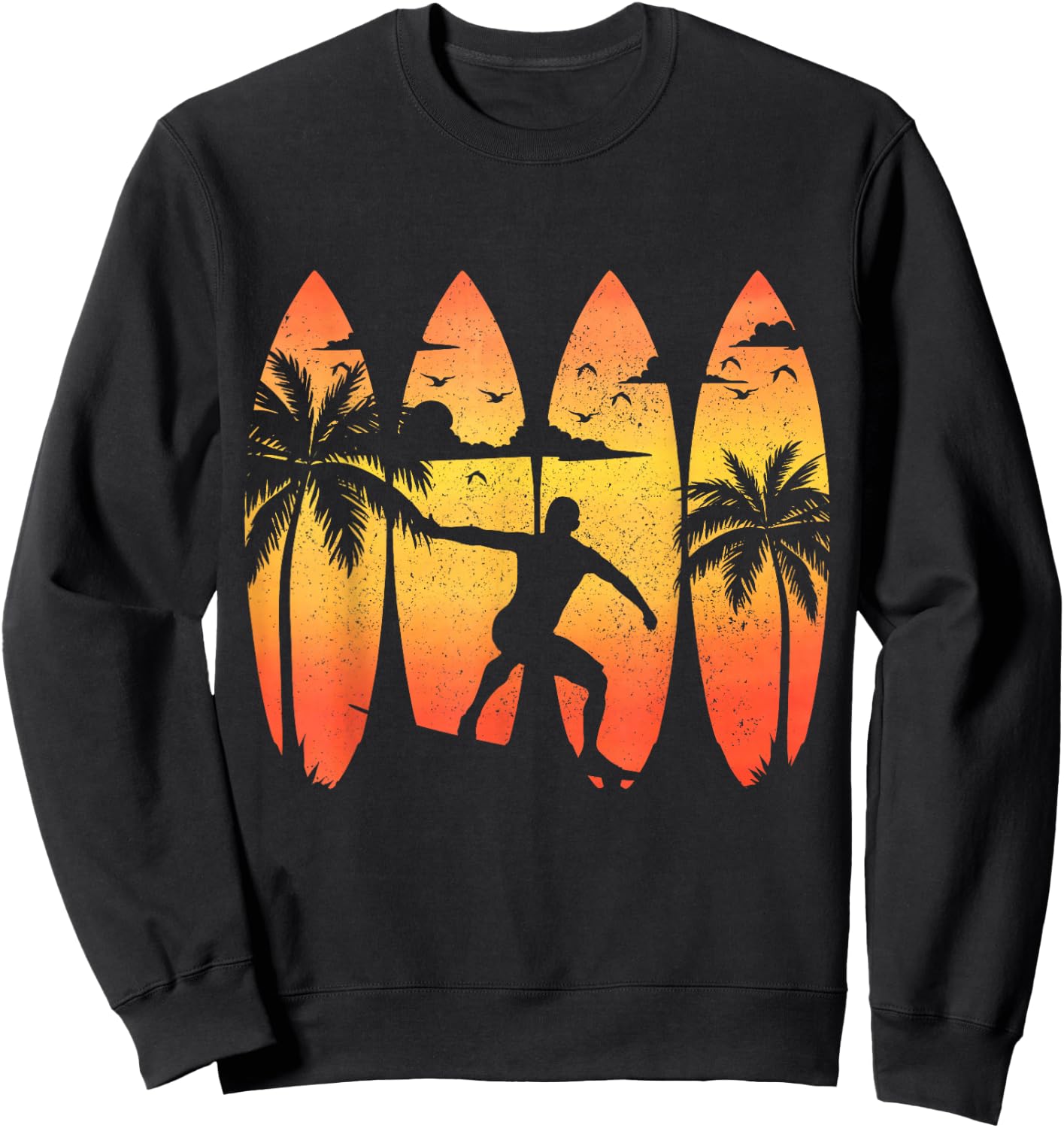 Surfer Surfboard Vintage Surfing Beach Summer Surf Sweatshirt - Sweatshirt | Black