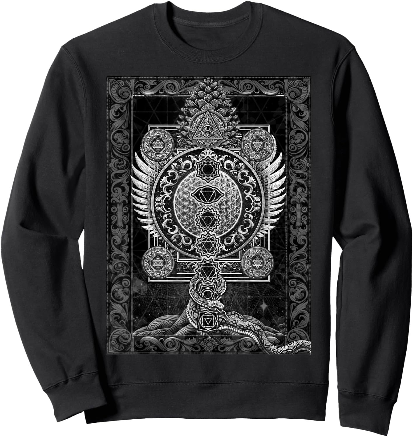Sacred Geometry Esoteric Spiritual Psychedelic Flower Occult Sweatshirt - Sweatshirt | Black