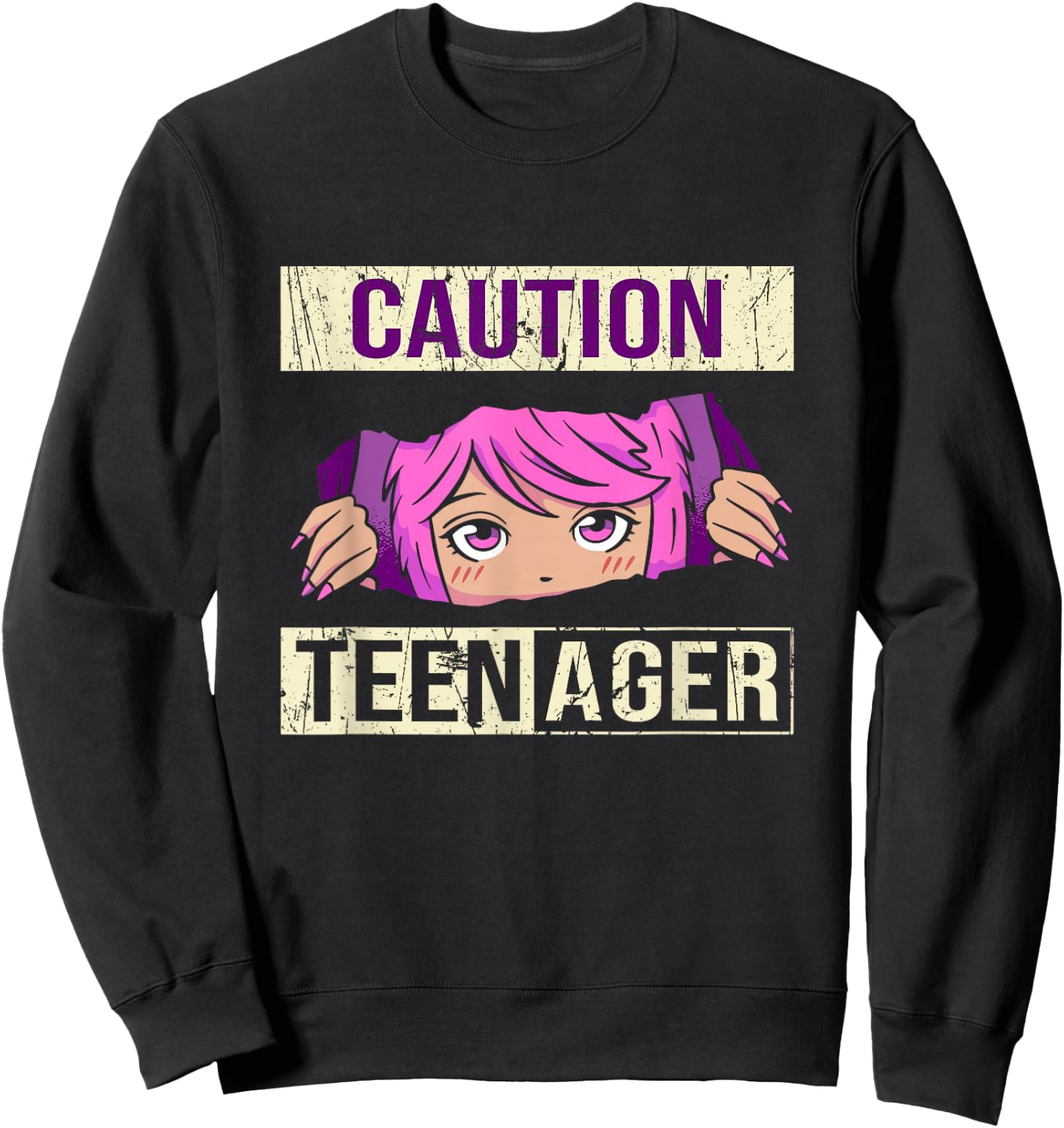 Funny Teenager 13th Birthday cool Girls Teens Anime Sweatshirt - Sweatshirt | Black