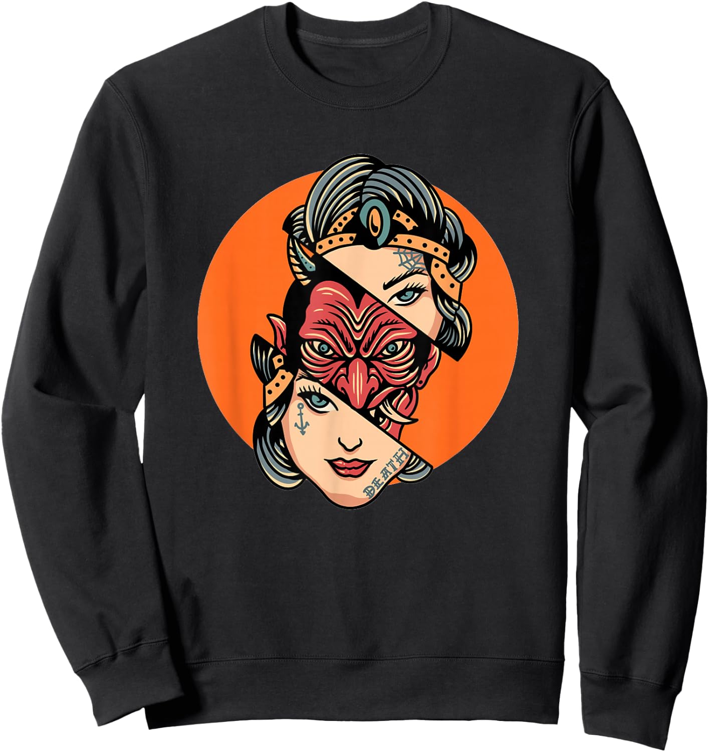The Devil Inside Cool Tattoo Design Graphic Sweatshirt - Sweatshirt | Black