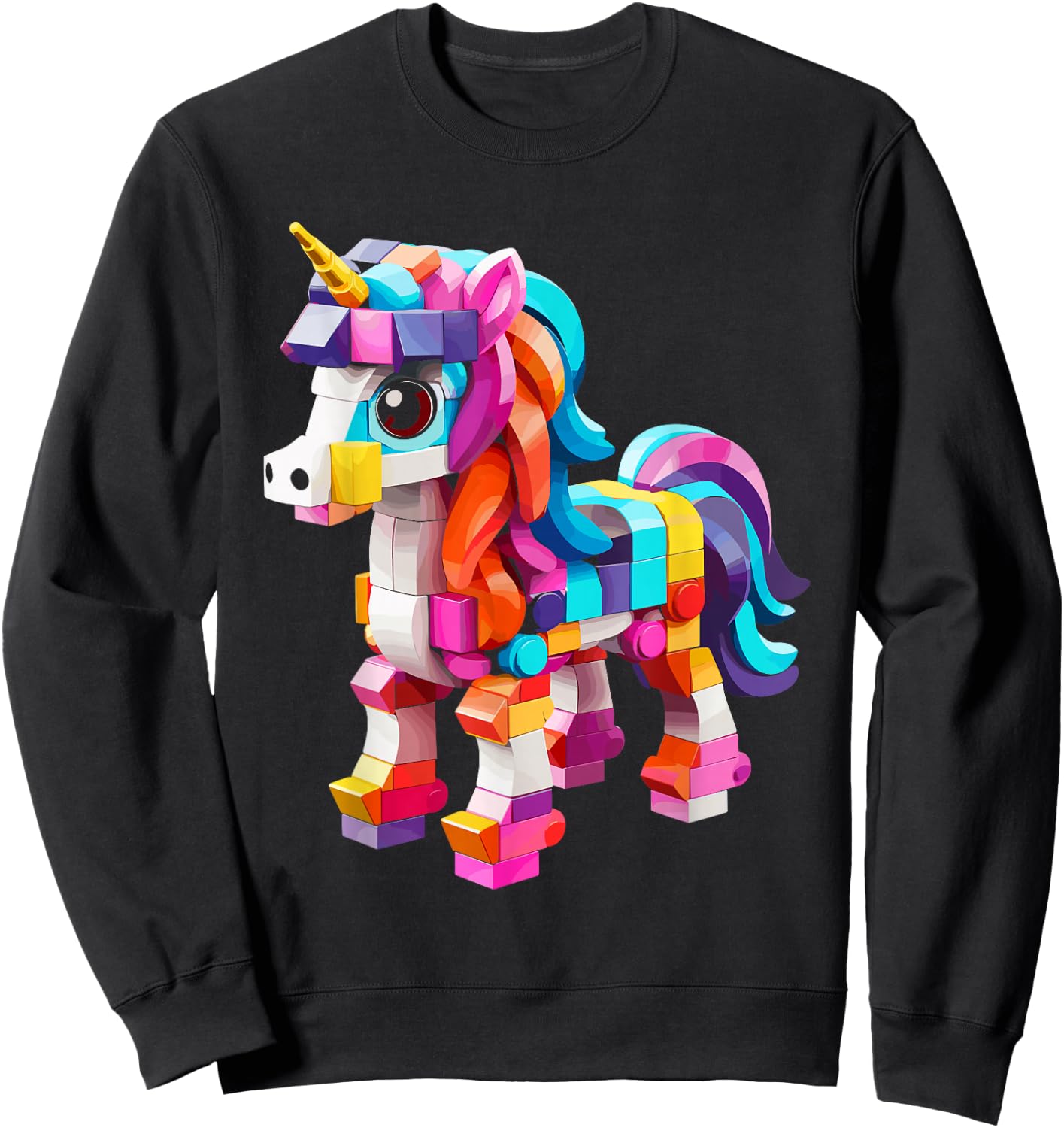 Master Builder Bricks Blocks Play Toys Unicorn Sweatshirt - Sweatshirt | Black