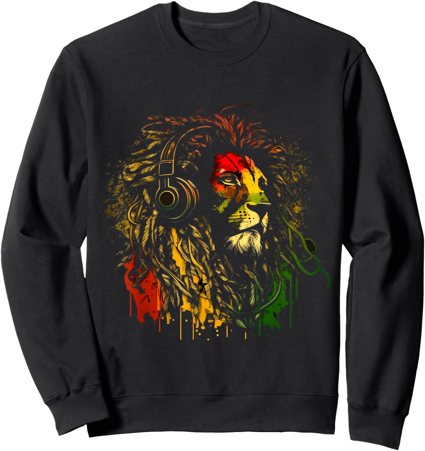 Rasta Reggae Lion of Judah Jamaican Roots Rastafarian Lion Sweatshirt - Sweatshirt | Black