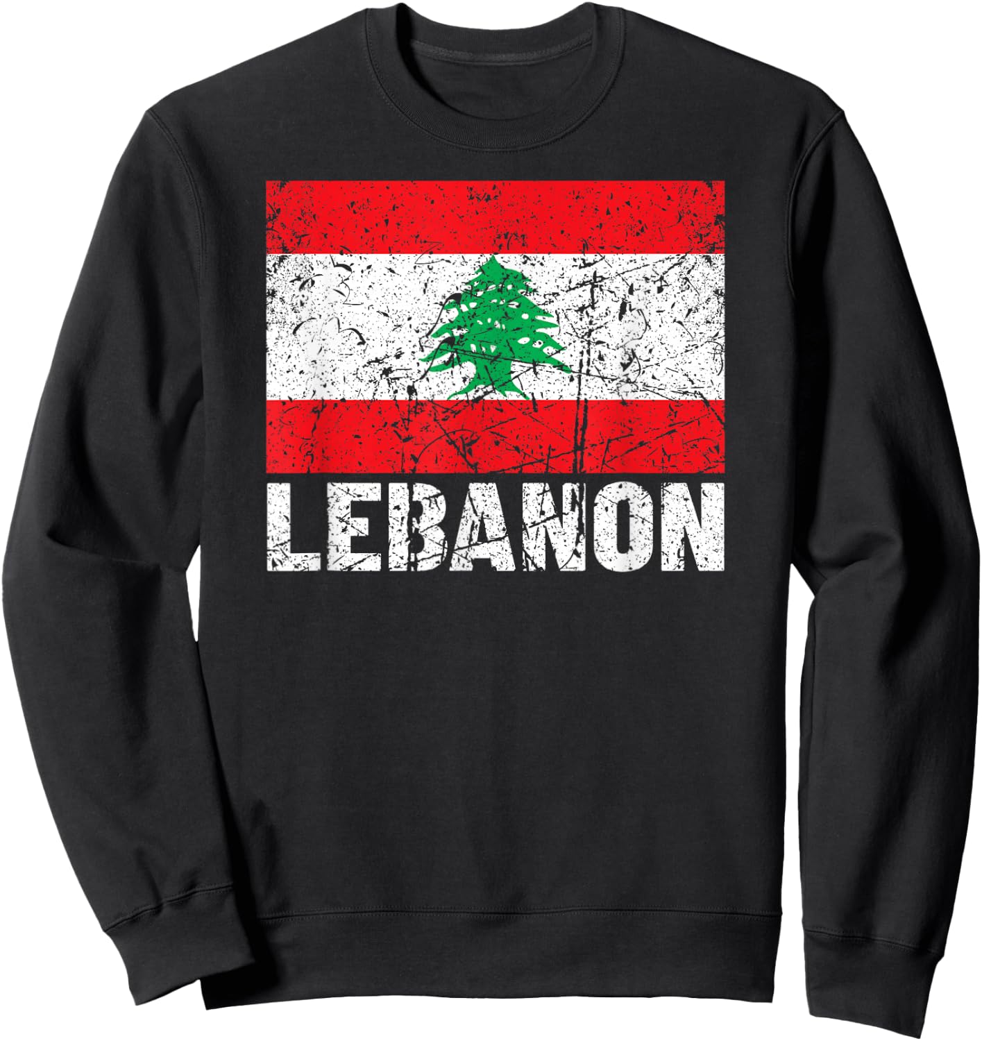 Lebanese Flag of Lebanon Distressed Men Women Kids Sweatshirt - Sweatshirt | Black
