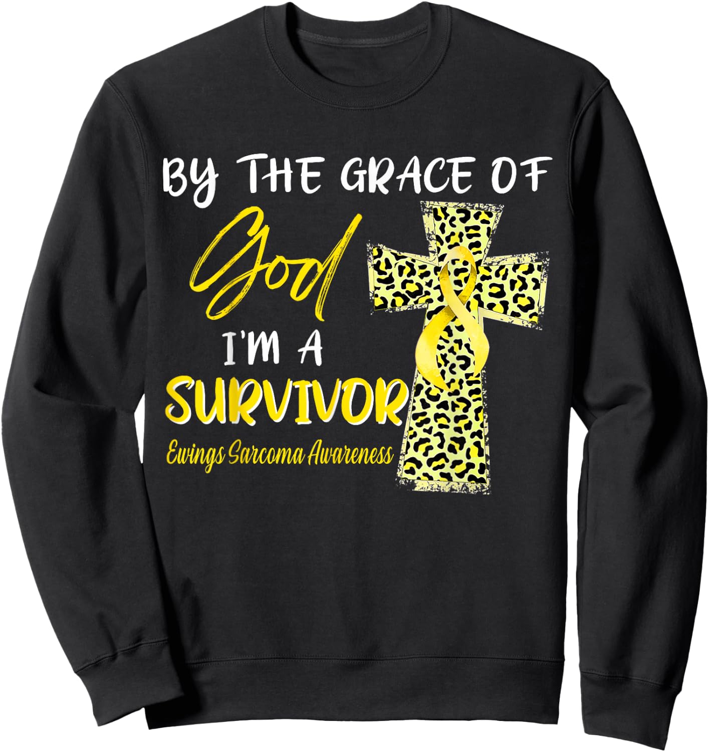 I'm A Survivor Ewings Sarcoma Awareness Yellow Ribbon Sweatshirt - Sweatshirt | Black