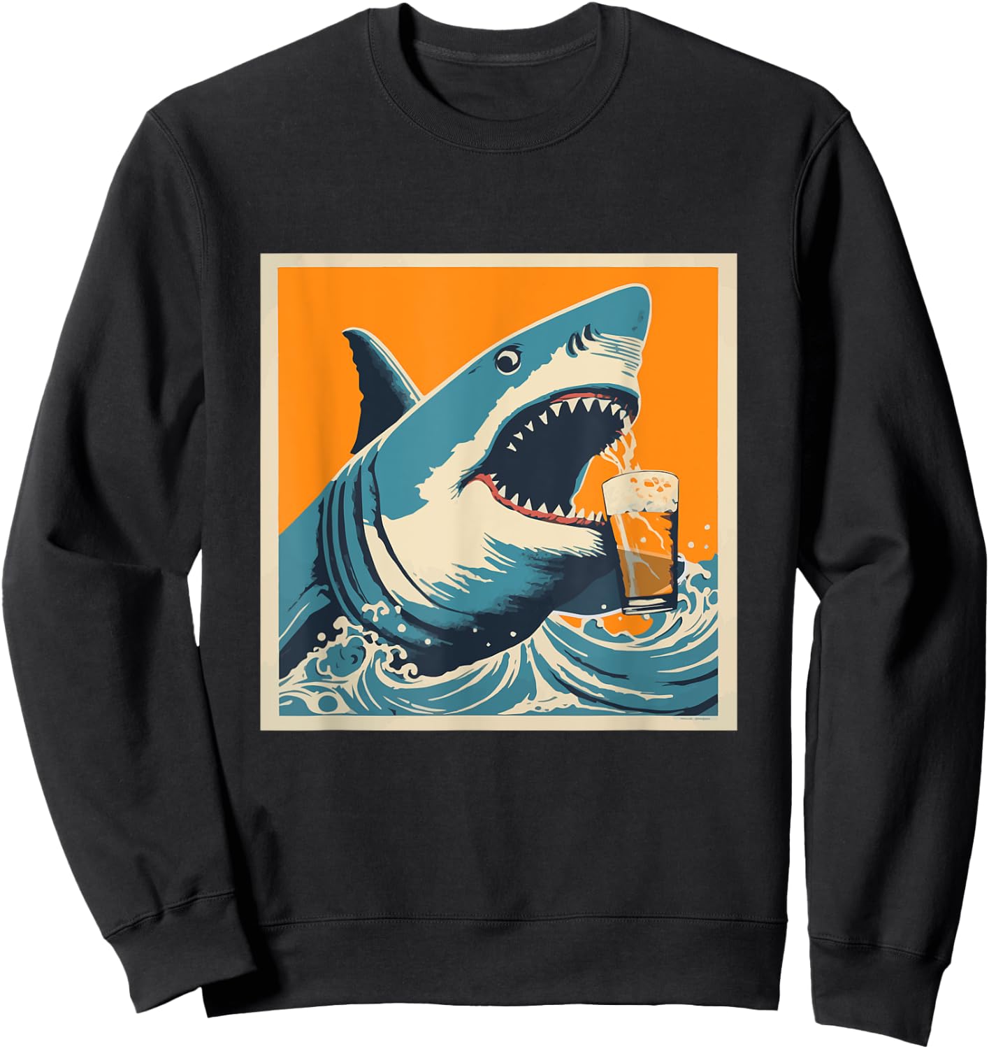 Shark Drinking Beer - Funny Sarcastic Happy Sweatshirt - Sweatshirt | Black