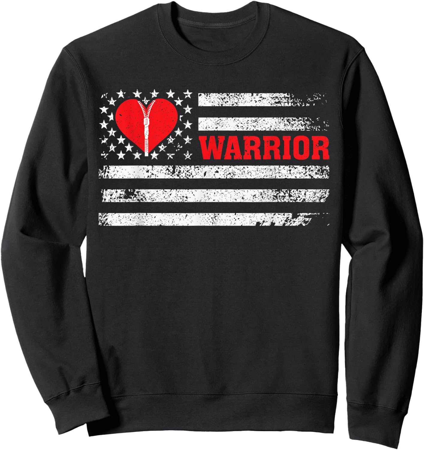 Warrior -Open Heart Surgery Gift Heart Patients Survivor Sweatshirt - Sweatshirt | Black