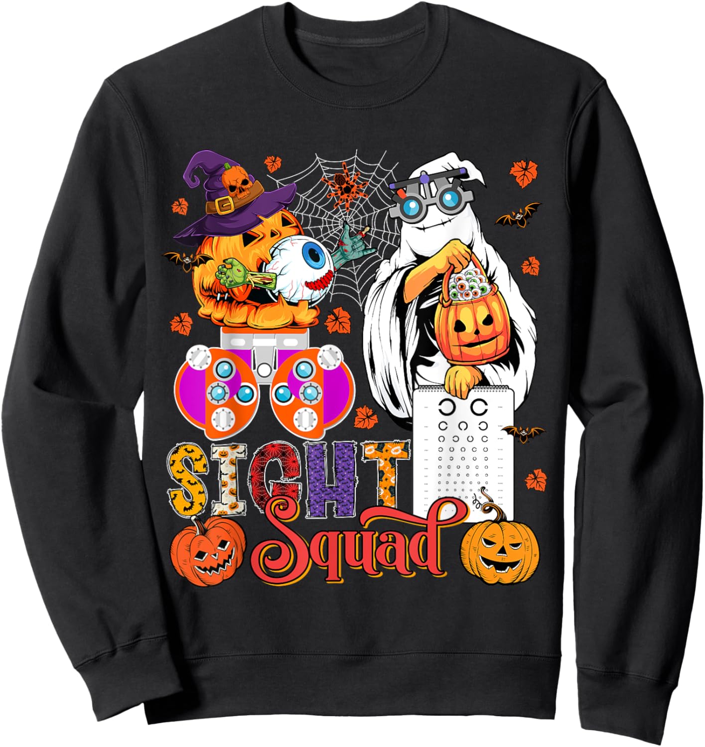 Sight Squad Halloween Optician Boo Horror Pumpkins Lover Sweatshirt - Sweatshirt | Black
