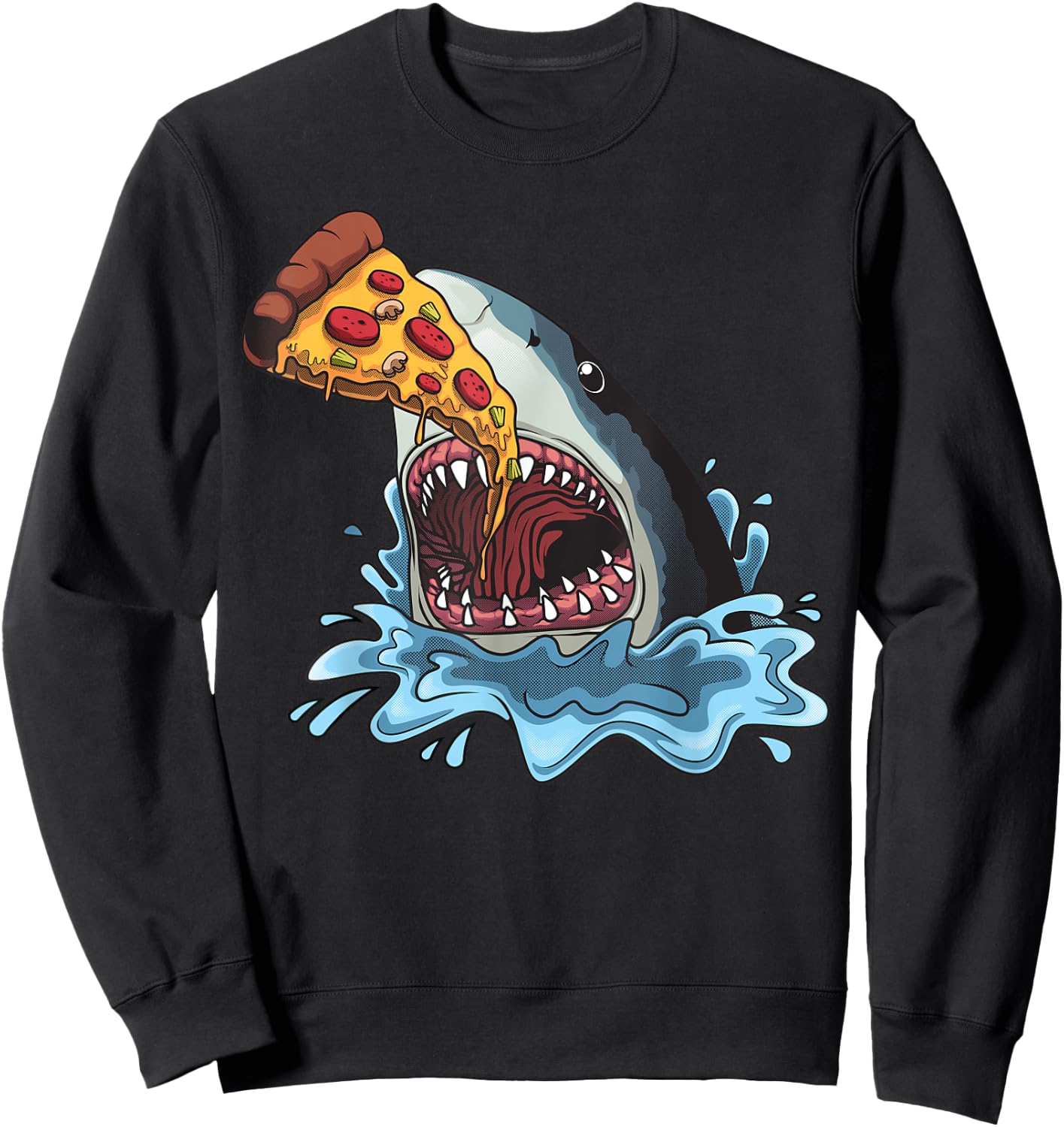 Funny Shark Pizza For Jawsome Shark Pizza Lover Men Women Sweatshirt - Sweatshirt | Black