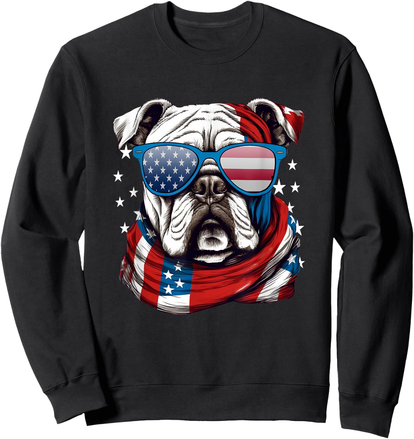 American Bulldog, USA Flag Independence 4th of July Day Sweatshirt - Sweatshirt | Black
