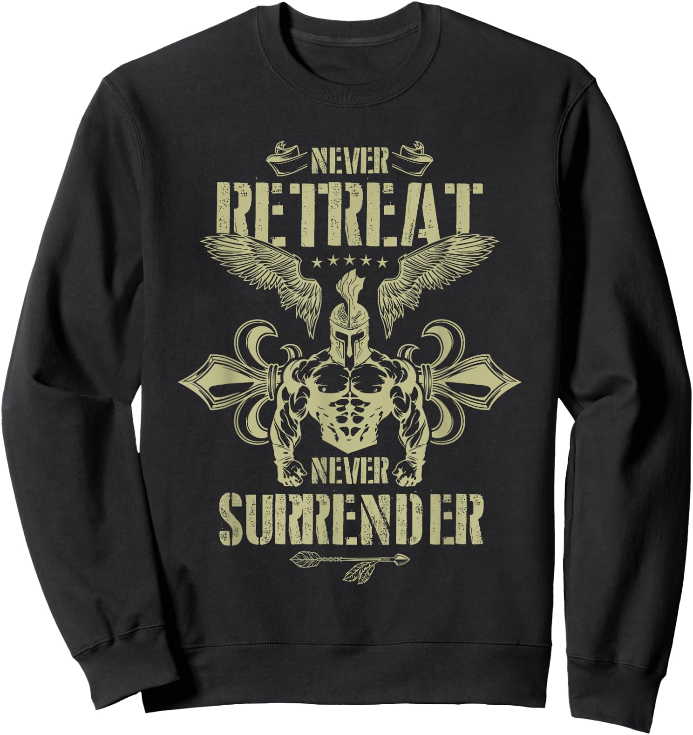Spartan Workout Never Surrender | Gladiator Gym Mma Fighter Sweatshirt - Sweatshirt | Black