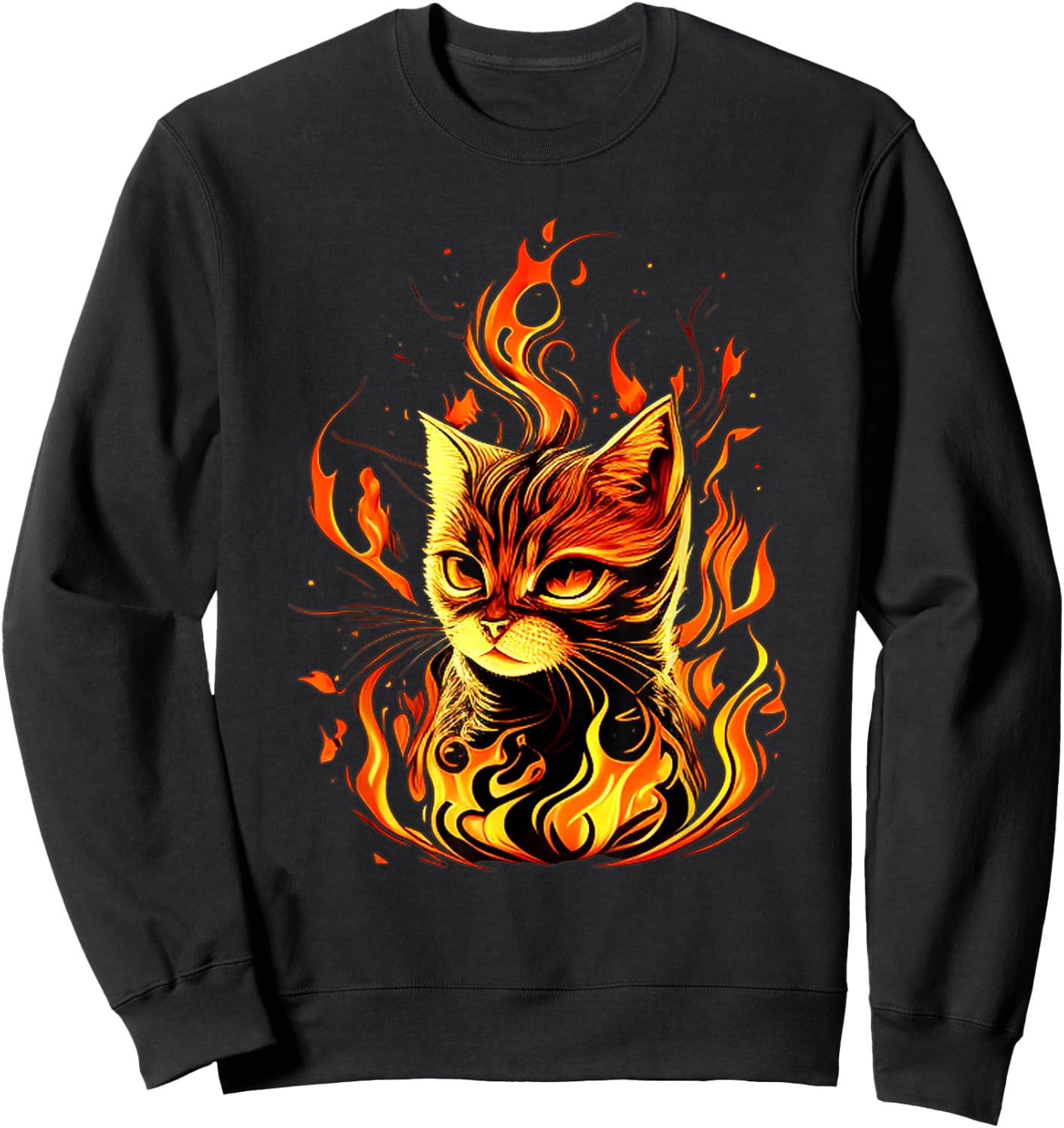 Funny burning look for Fire Cats and Hell Cat Lovers Sweatshirt - Sweatshirt | Black