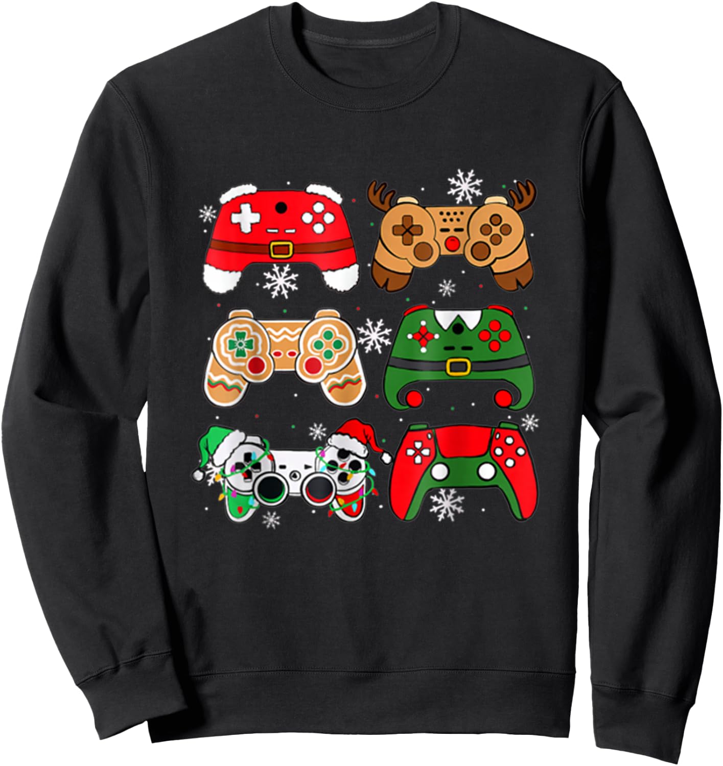 Boys Christmas Shirt Santa Elf Gaming Controllers Gamer Xmas Sweatshirt - Sweatshirt | Black