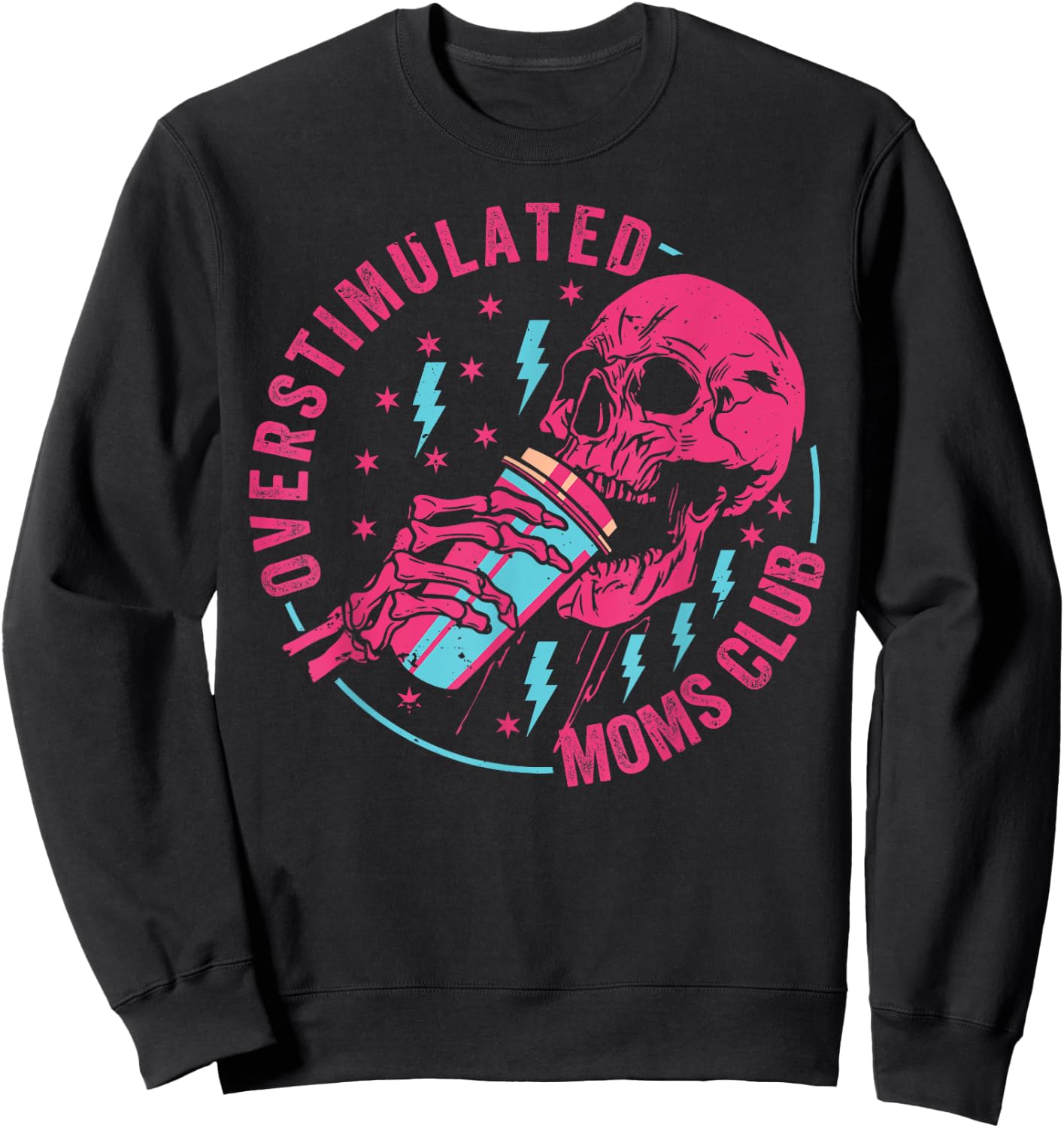 Funny Children - Mom - Dad Overstimulated Moms Club Sweatshirt - Sweatshirt | Black