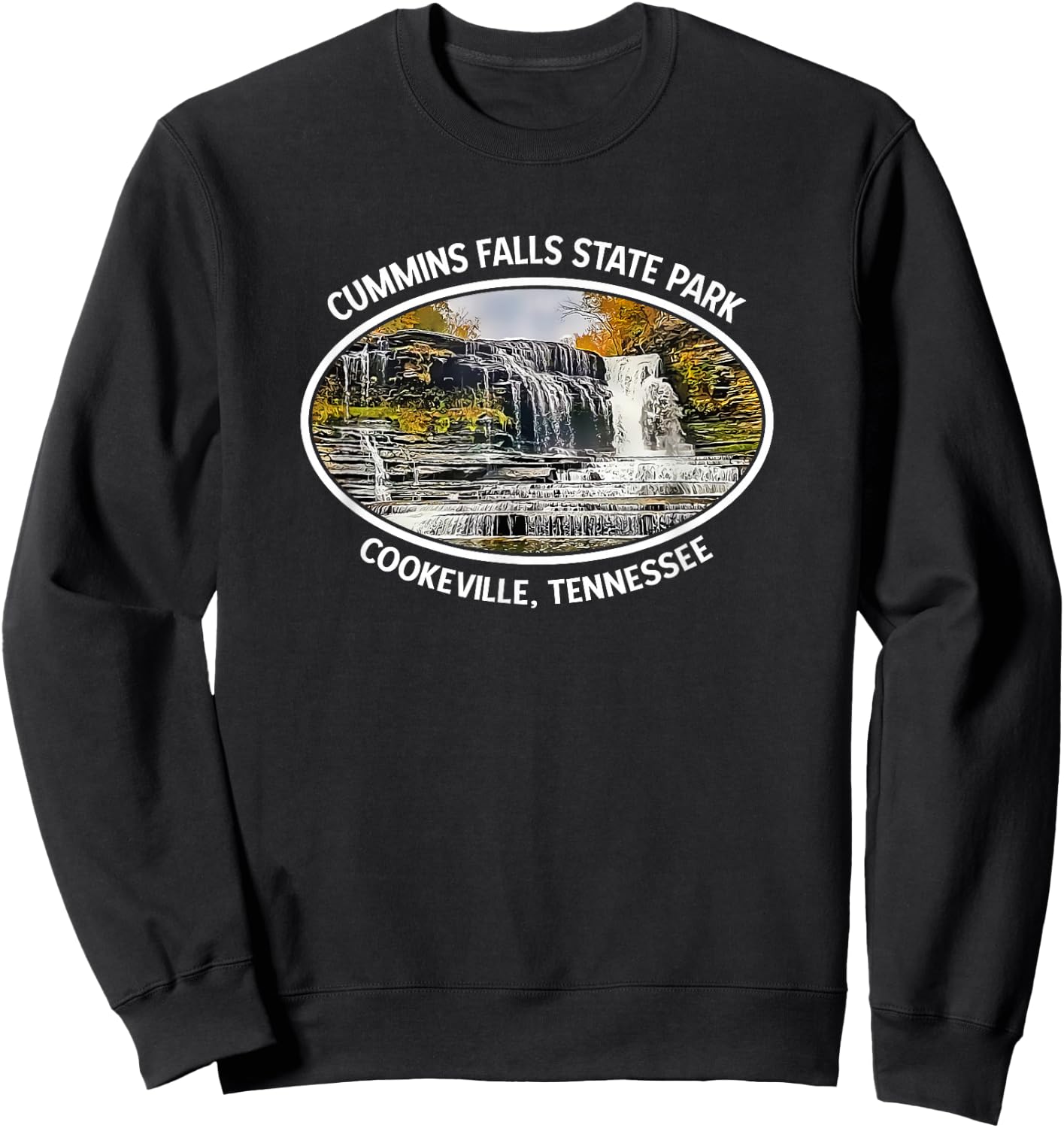Cummins Falls State Park Outdoor Tennessee Waterfall Sweatshirt - Sweatshirt | Black