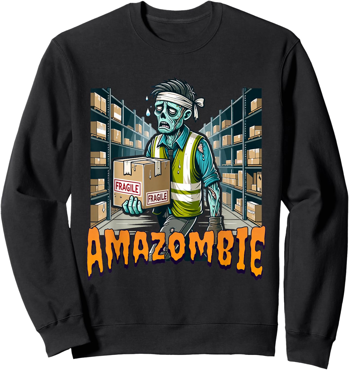 Zombie Coworker Swagazon Associate AmaZombie Sweatshirt - Sweatshirt | Black