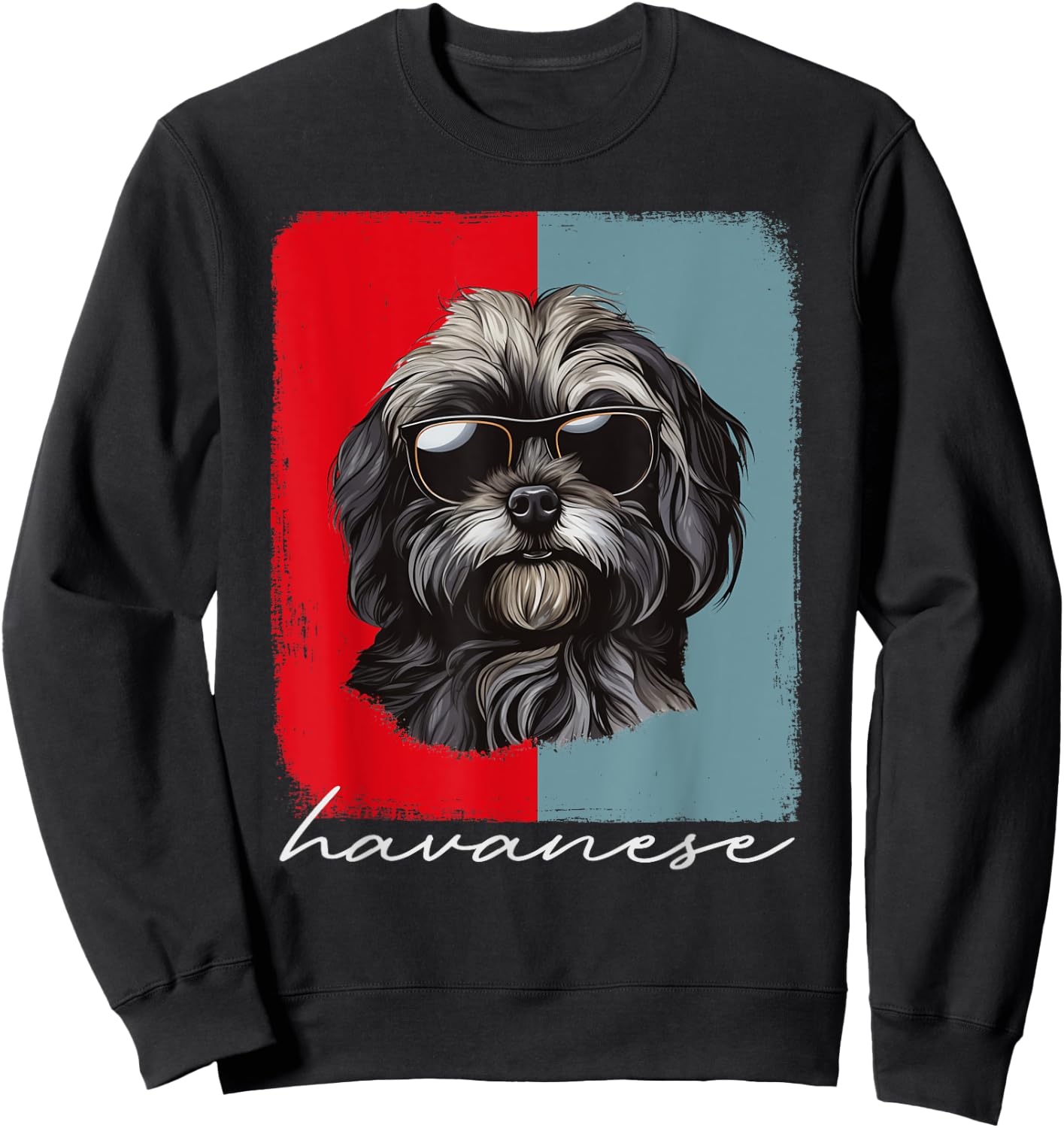 Retro Havanese Dog Lover Gift Havanese Mom Dad Dog Owner Sweatshirt - Sweatshirt | Black