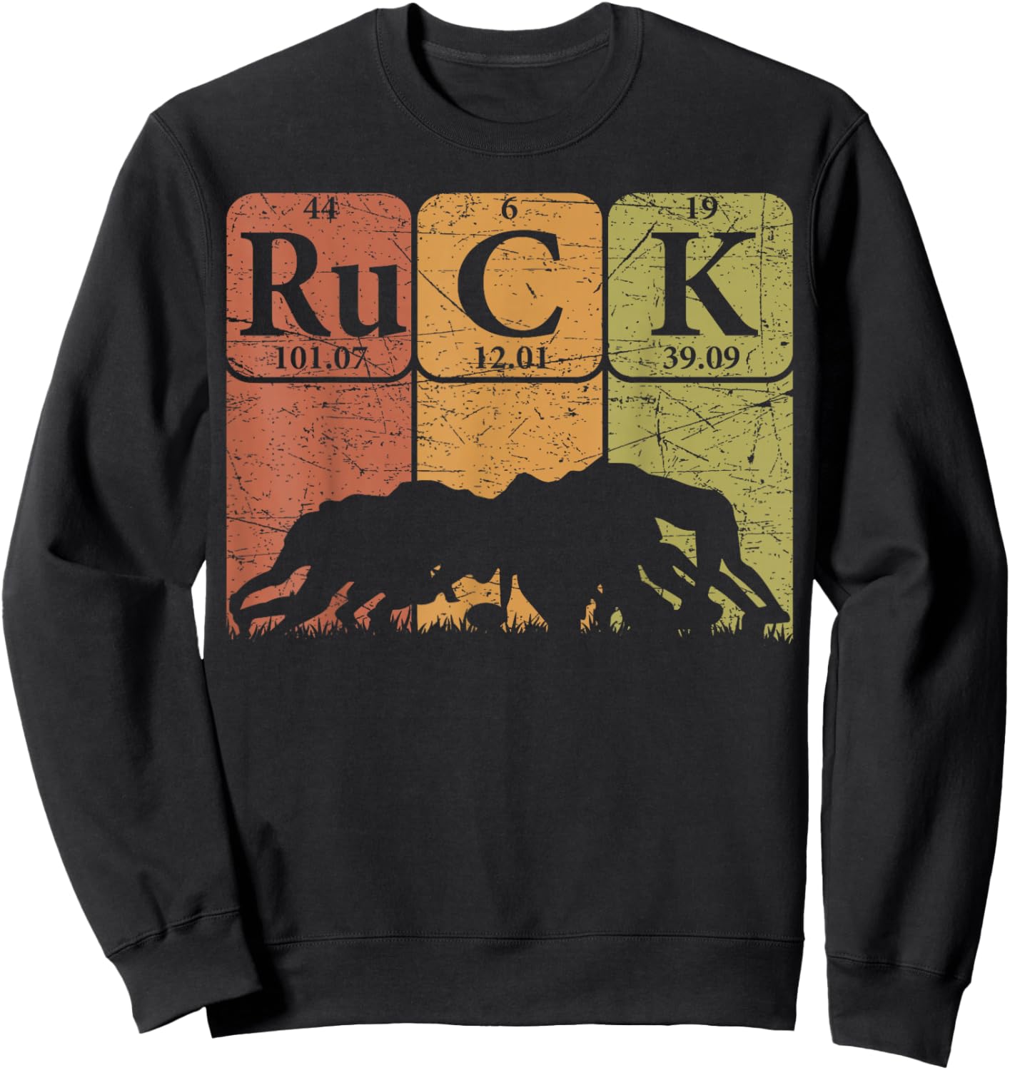 Ruck Rugby Periodic Table Elements Rugby Player Nerd Retro Sweatshirt - Sweatshirt | Black