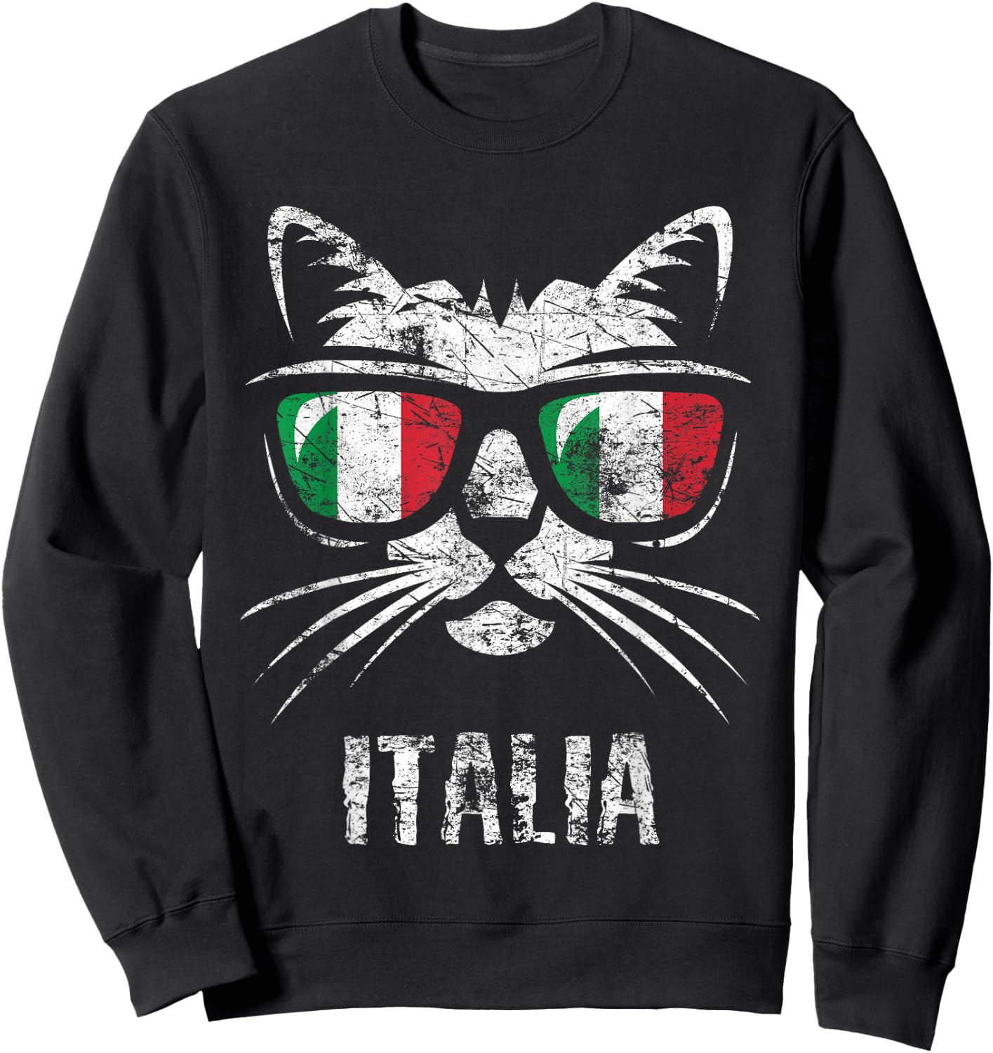 Italy Flag Funny Cat Italian Saying Vintage Sweatshirt - Sweatshirt | Black