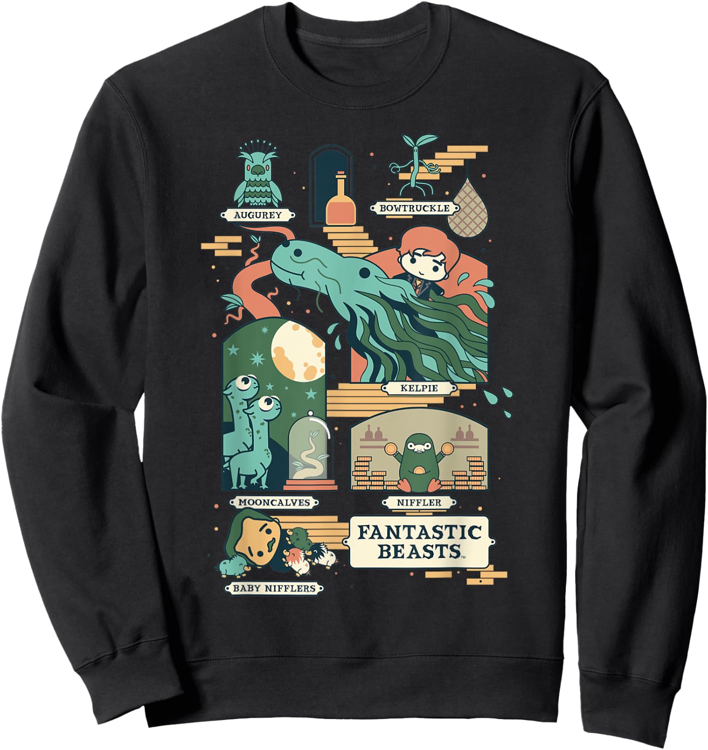 Fantastic Beasts Group Chibi Poster Front And Back Sweatshirt - Sweatshirt | Black