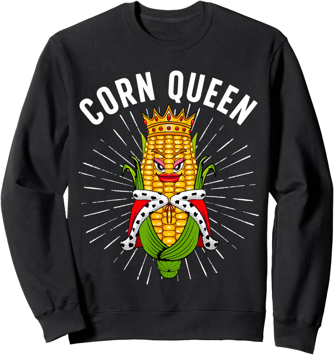 Cool Corn Queen Girls Food Farming Corn Cob Farmer Sweatshirt - Sweatshirt | Black