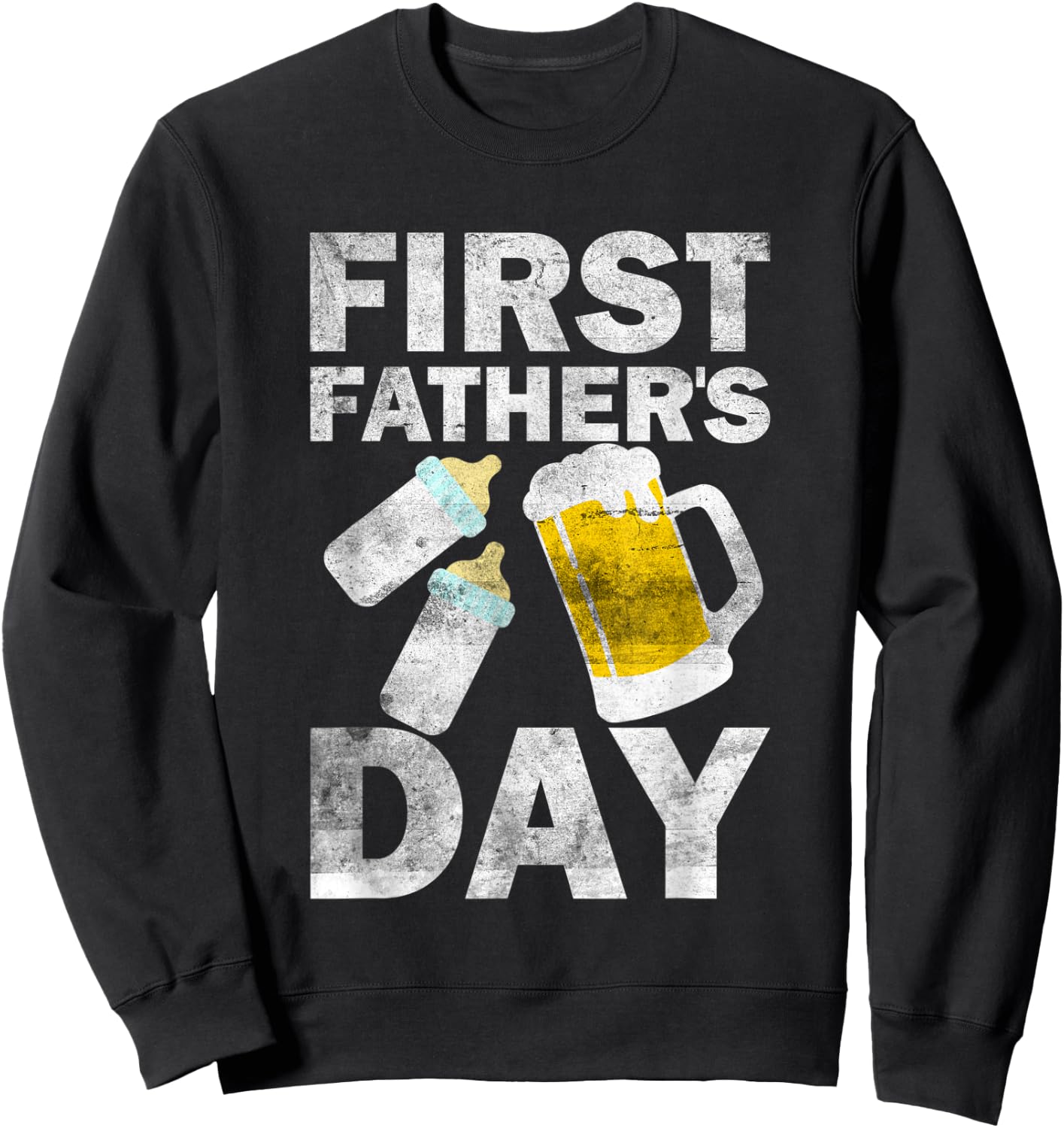 First Father's Day for Dad of Twins Beer Celebration Sweatshirt - Sweatshirt | Black