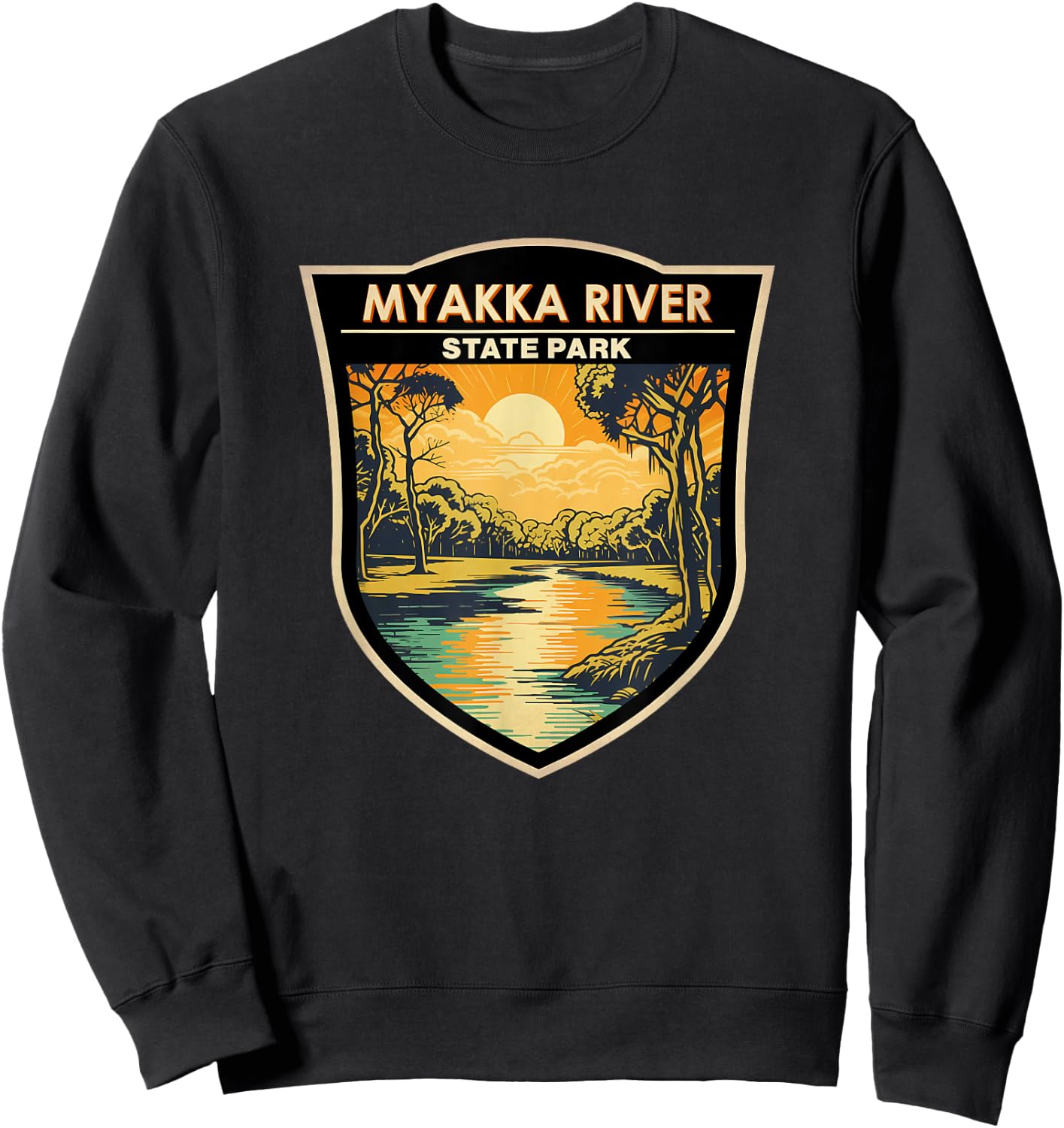 Myakka River State Park Florida Sunset Badge Vintage Sweatshirt - Sweatshirt | Black