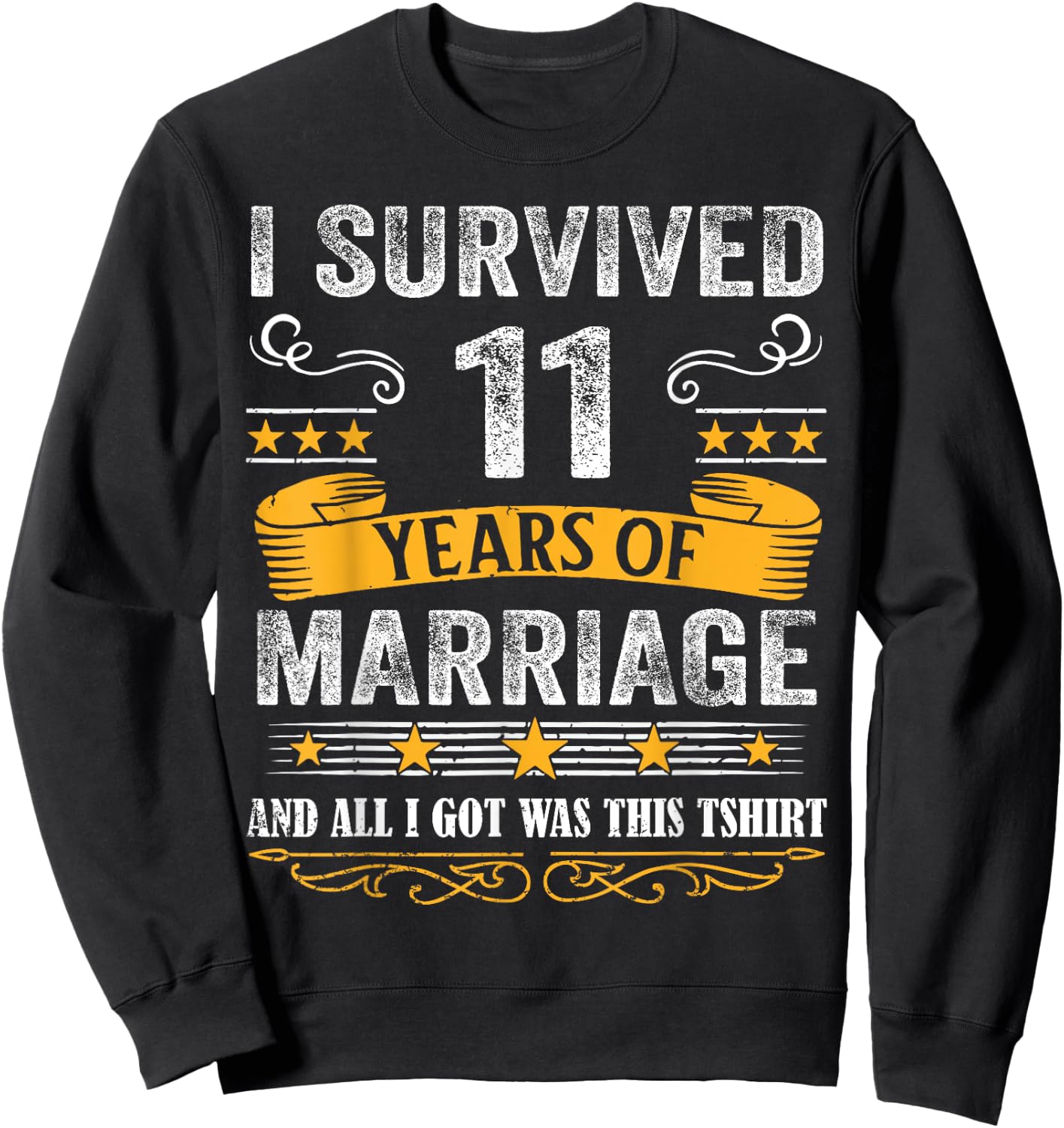 11th Wedding Anniversary shirt Couples Husband Wife 11 Years Sweatshirt - Sweatshirt | Black