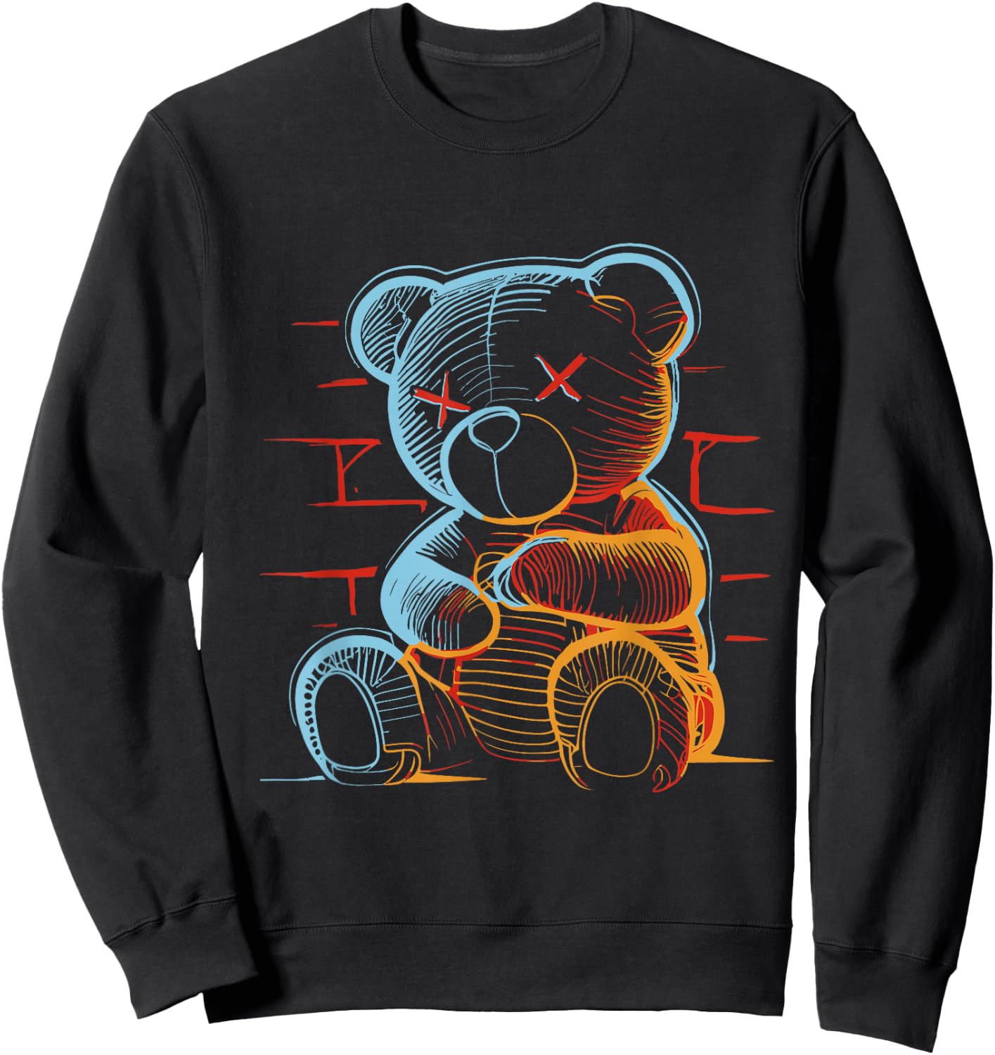 Evil Teddy Bear Streetwear Style Sweatshirt - Sweatshirt | Black