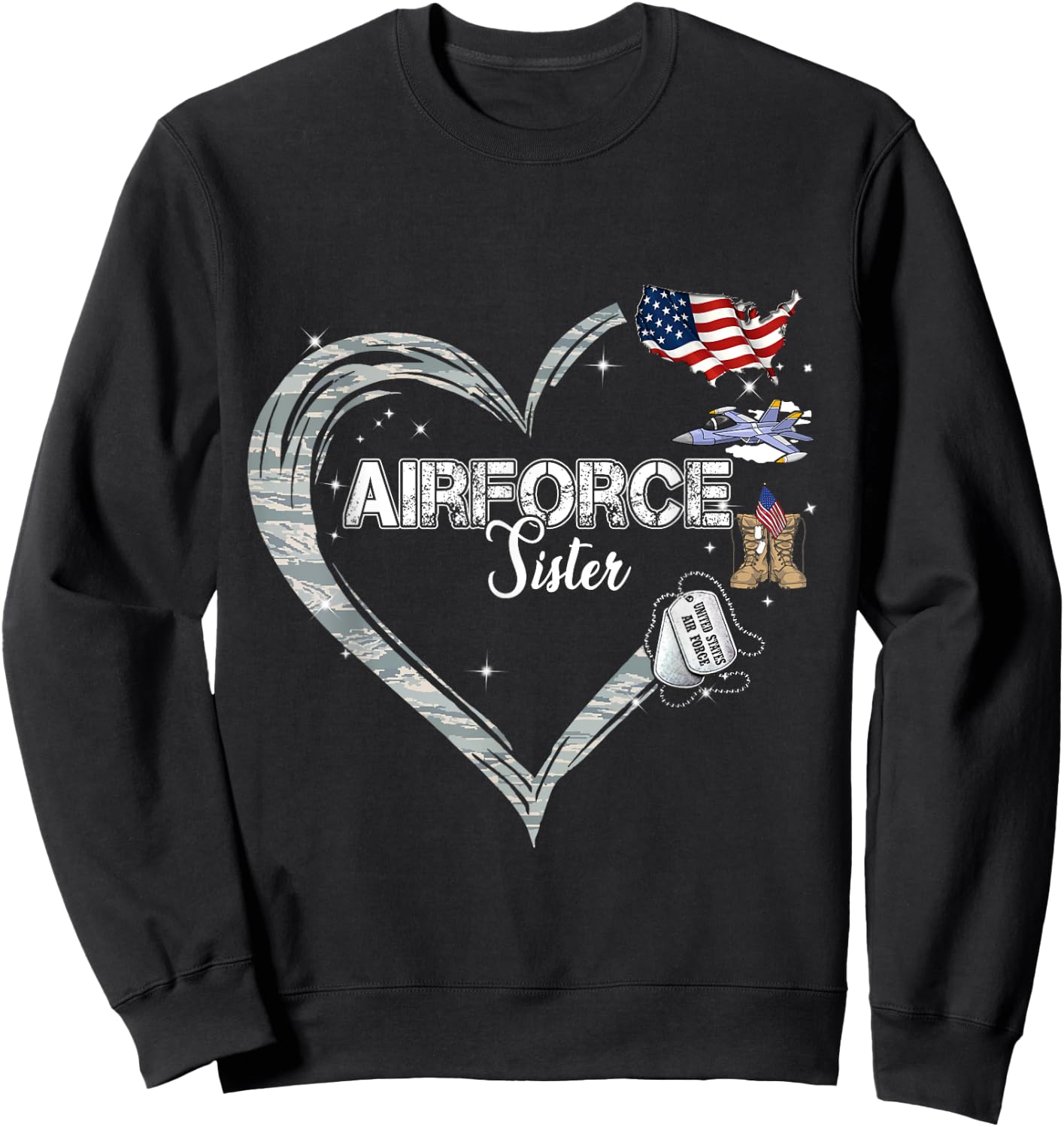 Proud Air Force Sister Air Force Graduation Sister USAF Sweatshirt - Sweatshirt | Black