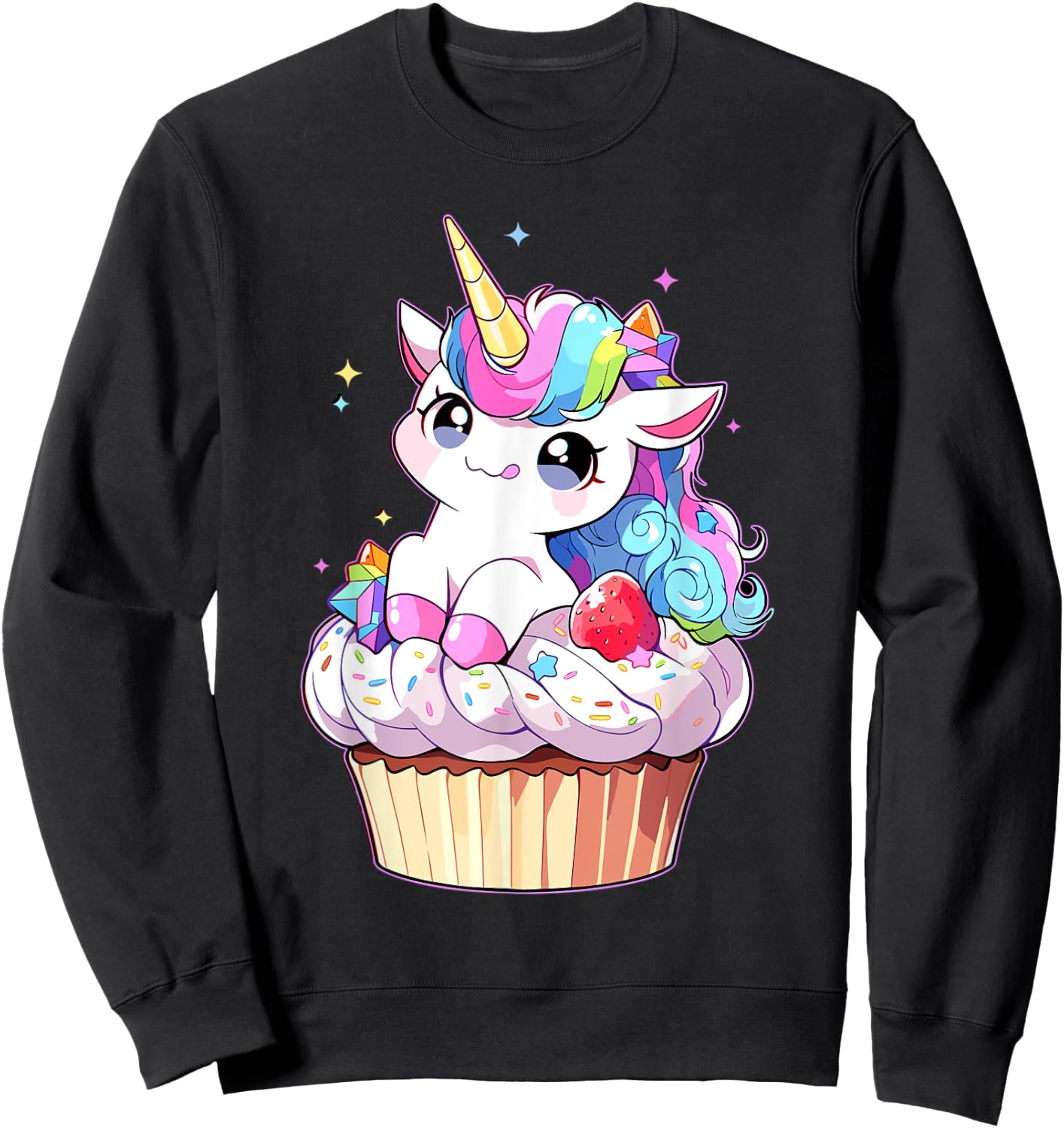 Cute Cupcake Baker Unicorn Lovers for Kids Women Sweatshirt - Sweatshirt | Black